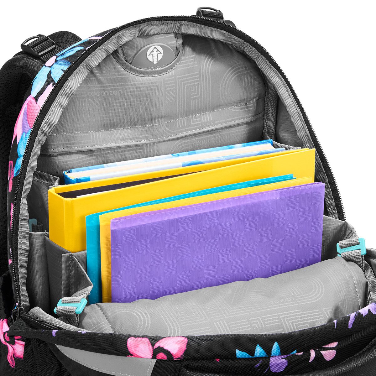 coocazoo Schulranzen Schulrucksack-Set MATE Floral Artnight 3-teilig (3-teilig), ergonomisch, Körpergröße: 135 - 180 cm, Easy-Grow-System