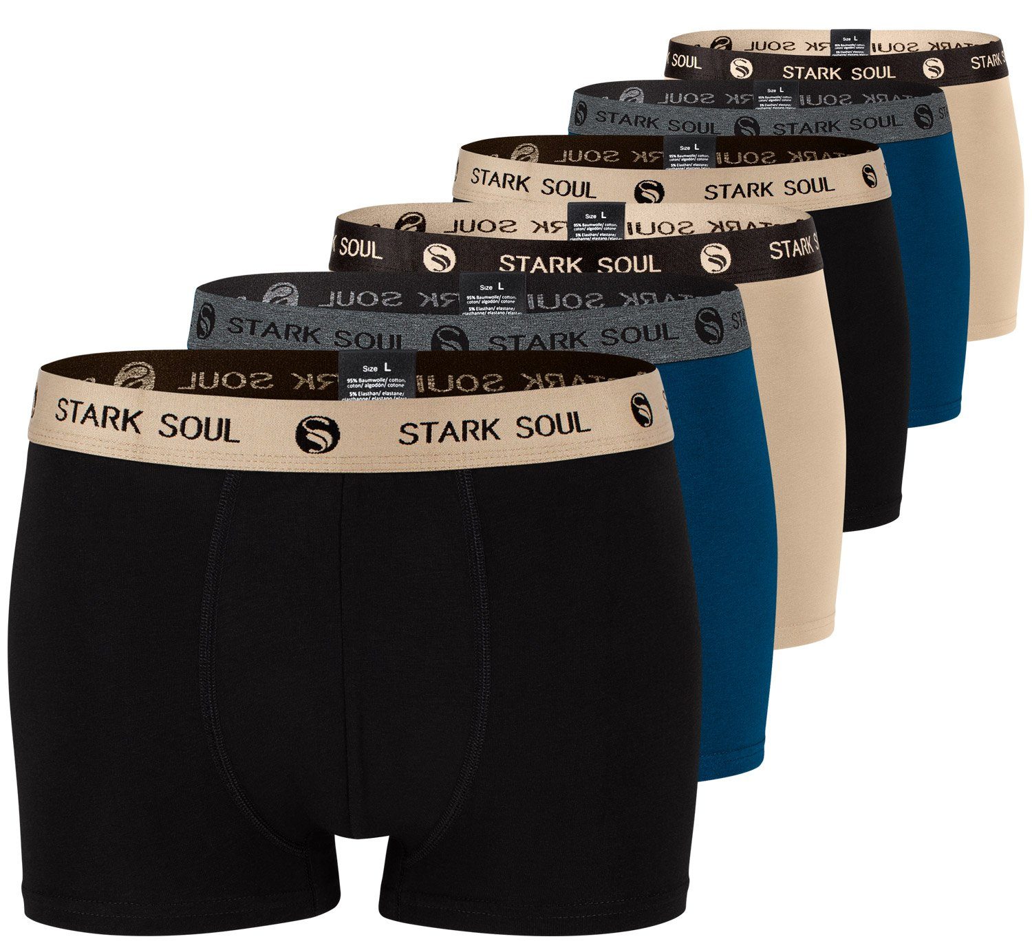 Stark Soul® Boxershorts Pack, 6er Baumwoll-Unterhosen Hipster Herren 6er-Pack Gemischt-V1 im Boxershorts