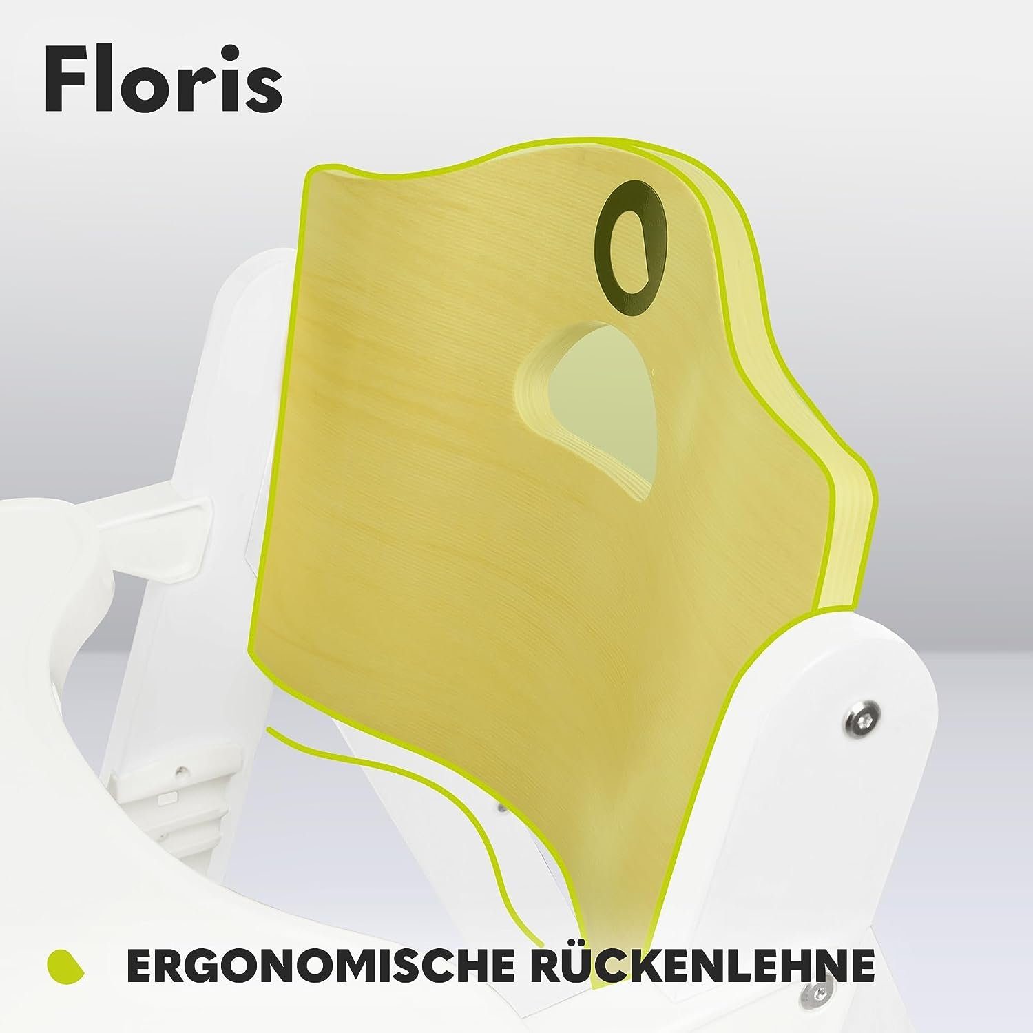 lionelo Hochstuhl Gurt, Weiß (HOLZ), 40kg HOLZ, mit höhenverstellbarer, 3-in-1 Hochstuhl Floris bis Mitwachsender