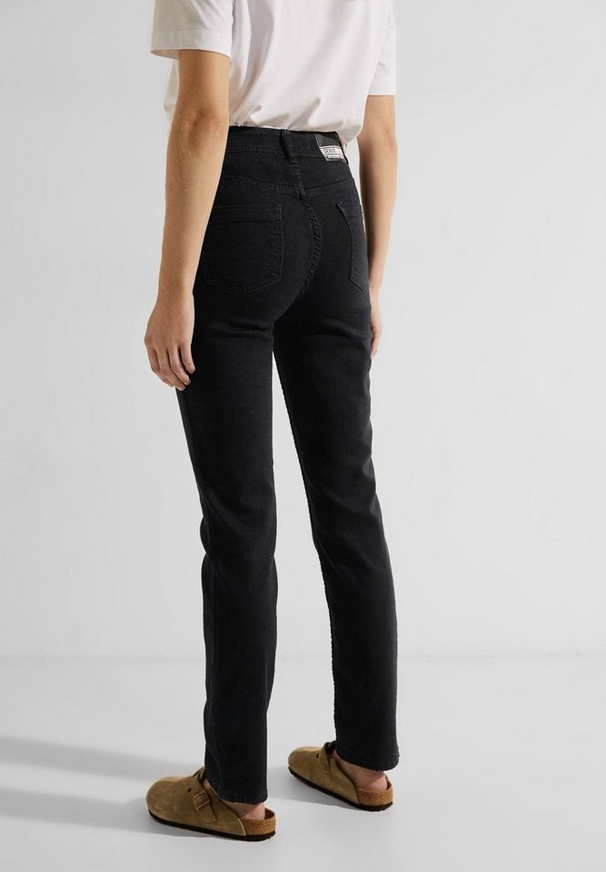 Cecil Bequeme Jeans Cecil Dunkle Straight Fit Jeans in Black (1-tlg) Five  Pockets