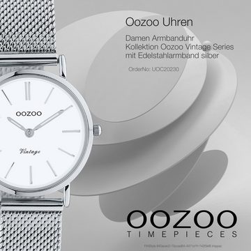 OOZOO Quarzuhr Oozoo Unisex Armbanduhr silber Analog, Damen, Herrenuhr rund, klein (ca 28mm) Edelstahlarmband, Elegant-Style