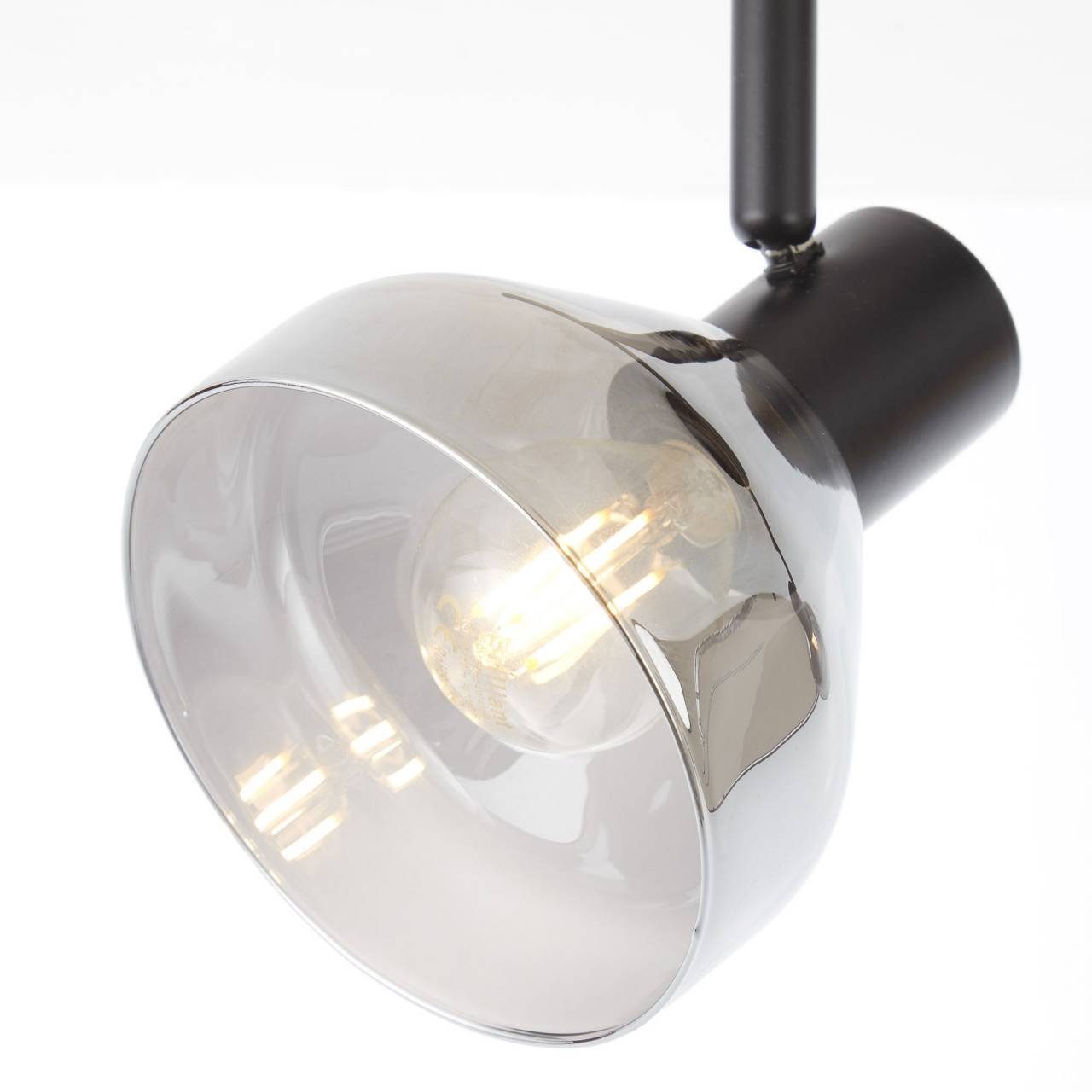 Lampe Spotrohr 4x Deckenleuchte D45, 18W Reflekt schwarzmatt/rauchglas Brilliant 4flg E14, Reflekt,
