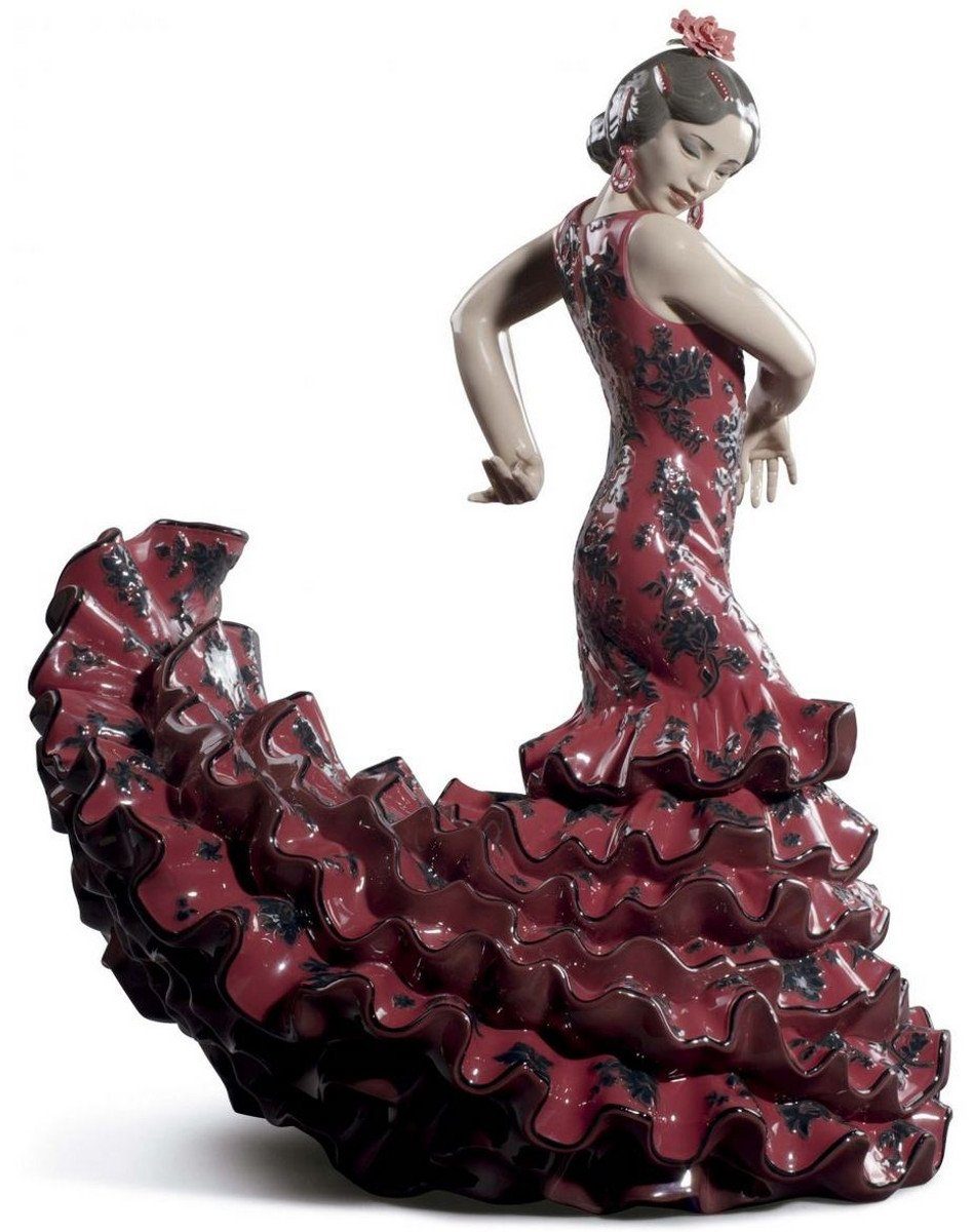 Casa Padrino Dekofigur Casa Padrino Luxus Porzellan Skulptur Flamenco Frau Rot 27 x H. 47 cm - Handgefertigte Luxus Deko Figur - Limitierte Ausgabe