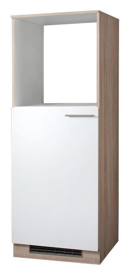 wiho Küchen Backofen/Kühlumbauschrank Montana 60 cm breit Weiß/Eichefarben | Kühlschrankumbauschränke