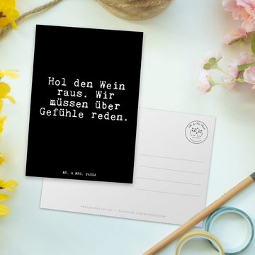 Mr. & Mrs. Panda Postkarte Hol den Wein raus.... - Schwarz - Geschenk, kleine Aufmerksamkeit, Ge