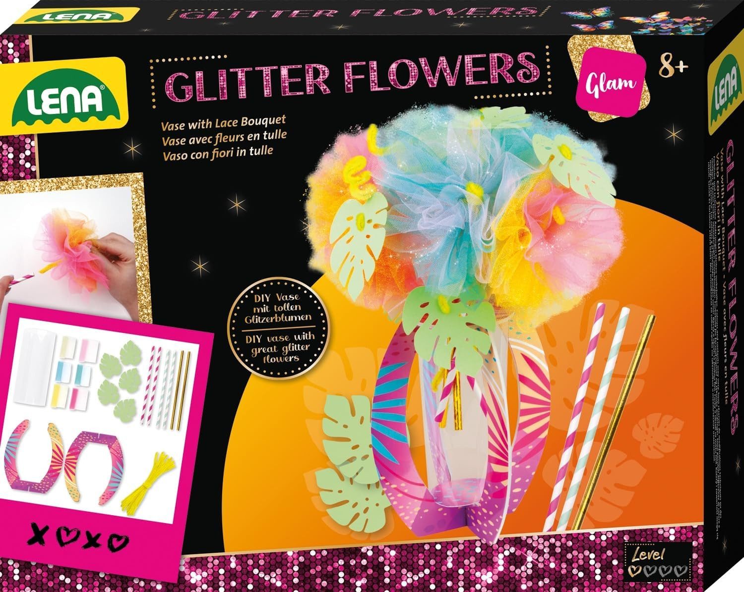 Lena® Spiel Glitter Flowers Blumenstrauß - DIY Bastelset für Kinder