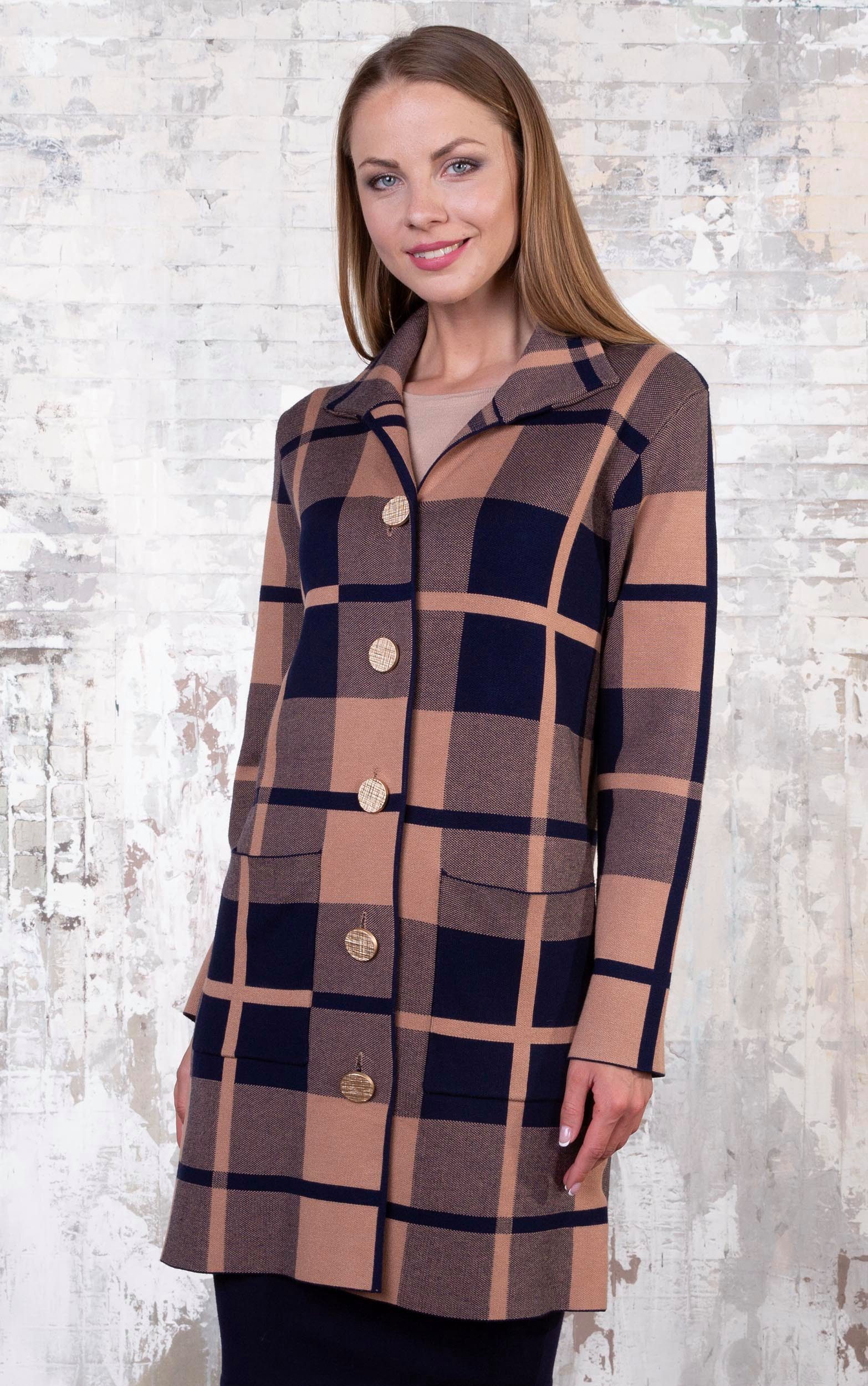 Passioni Cardigan Lang mit Karomuster günstig online kaufen