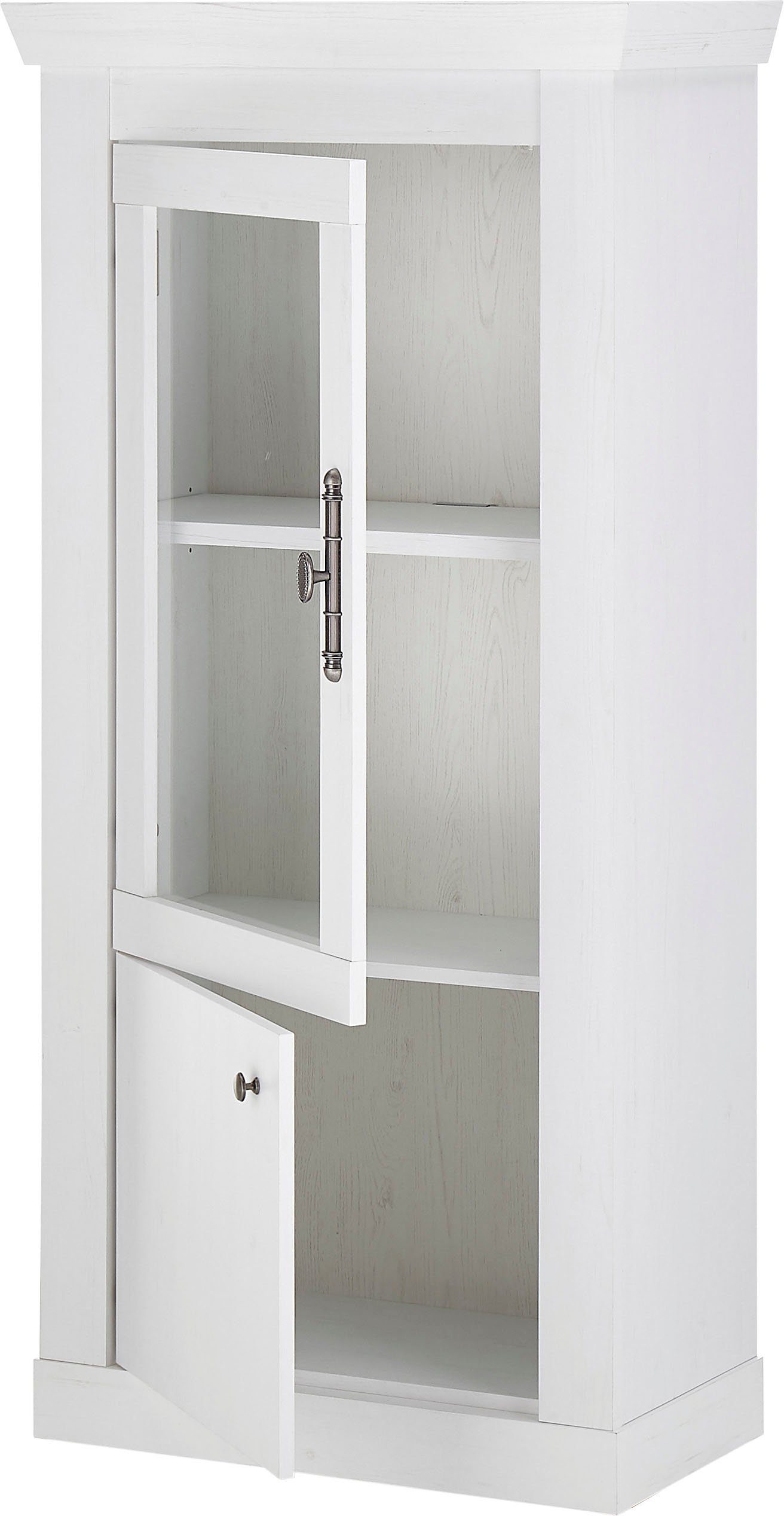 Home affaire Vitrine RAVENNA im romantischen Landhausstil, Griff aus Metall, Höhe 146 cm
