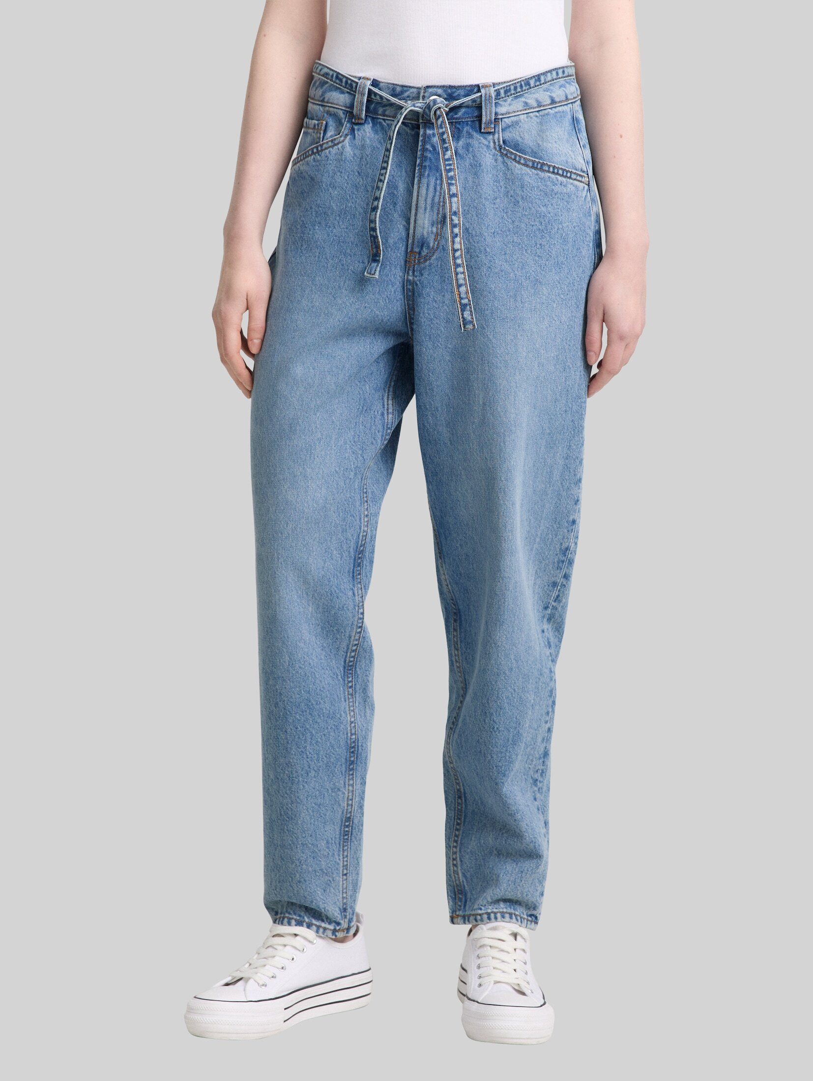 TOM TAILOR Denim Weite Jeans Jeanshosen TTADEA BARREL Jeans mit Gürtel