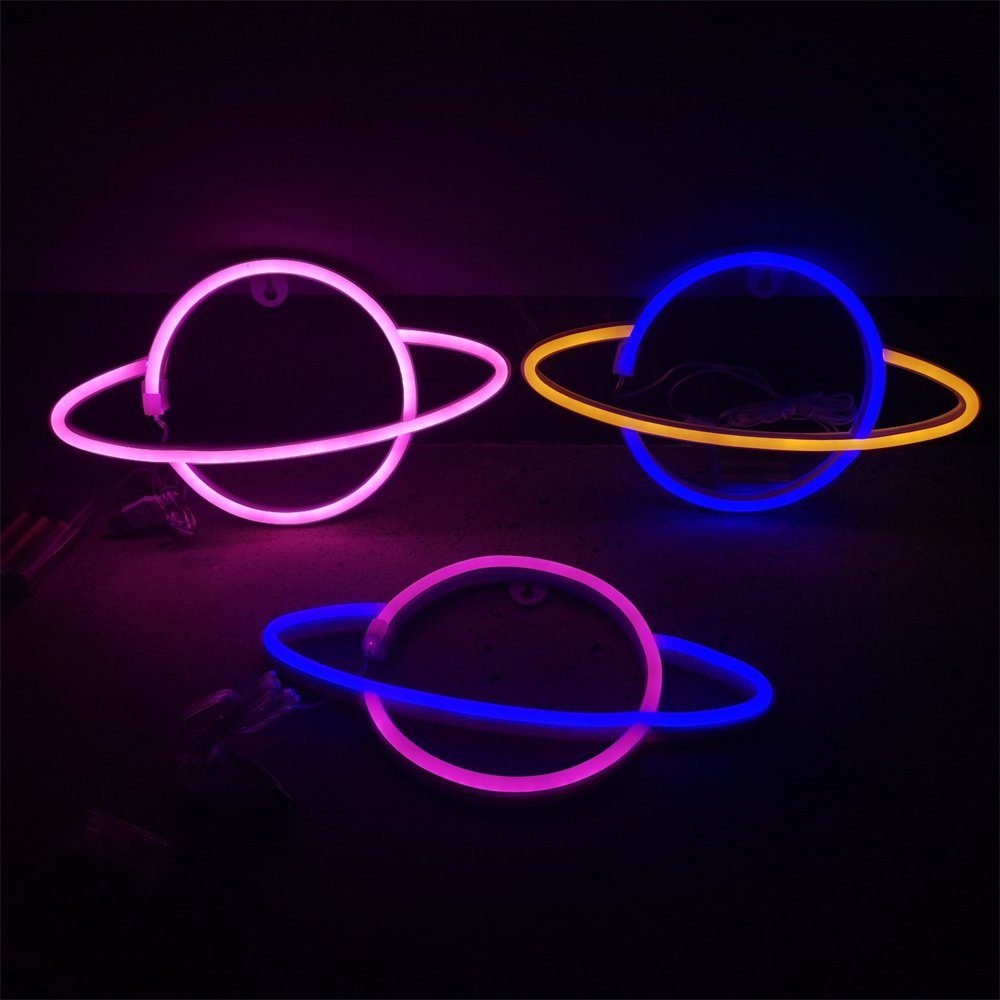 LED Nachtlicht Oneid A01 Sockel Neonlicht und Planet LED Stripe Tischlampe USB/Batterie