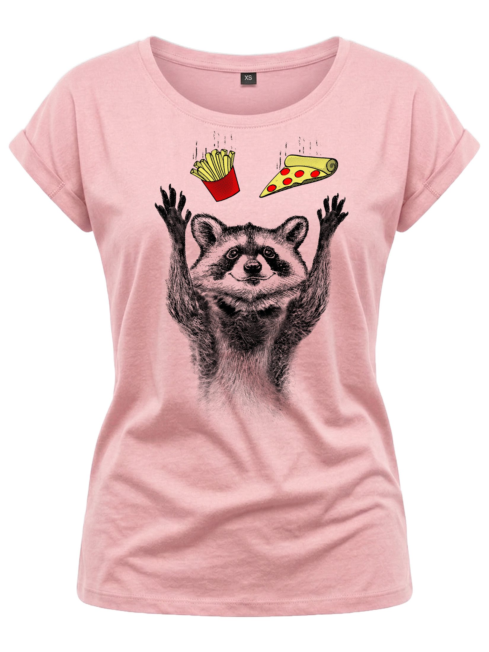 MAKAYA Print-Shirt Damen Waschbär Aufdruck Tunika Top Sommer Lustige Frauen Oberteile große Größen