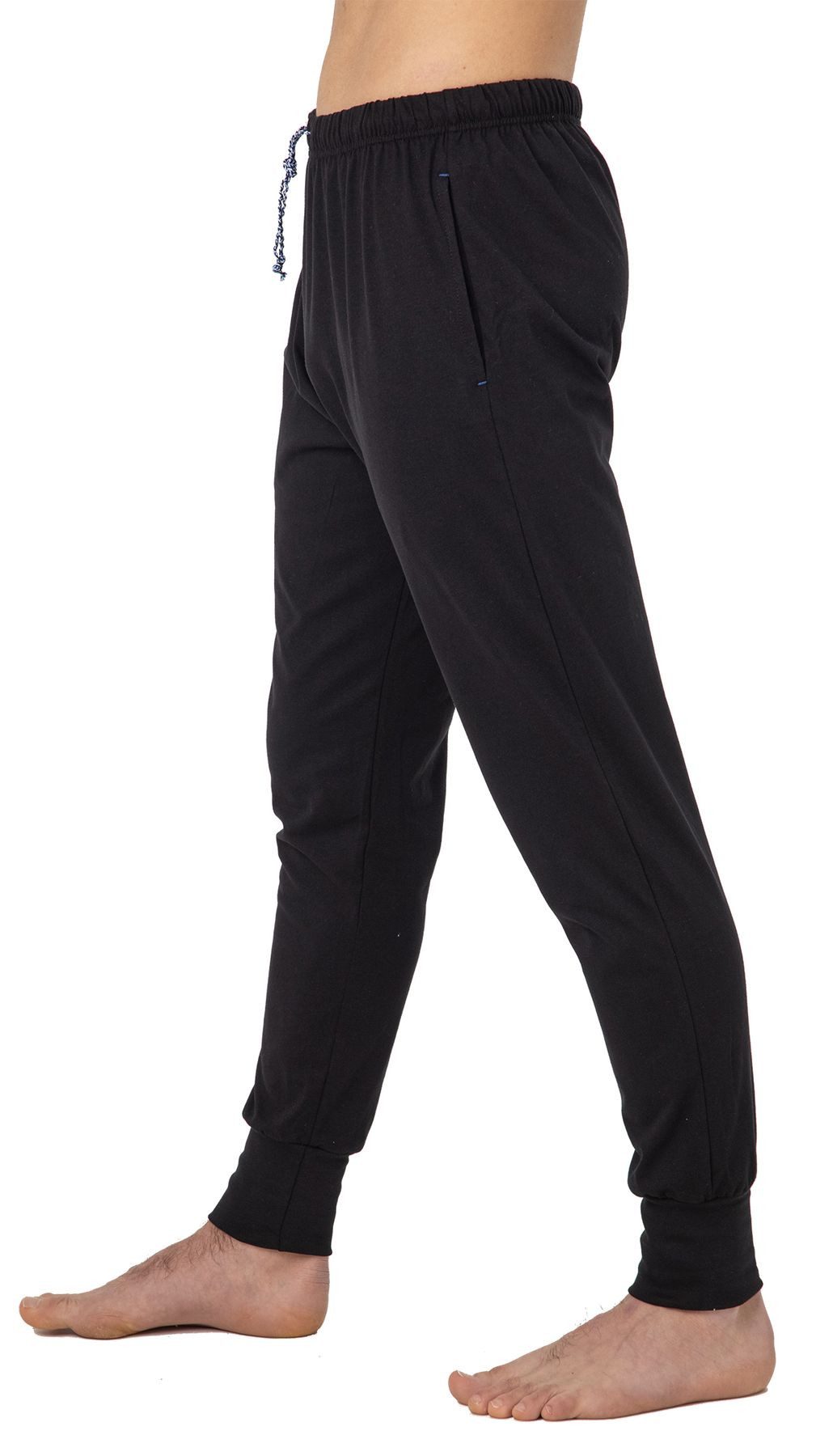 HAASIS Bodywear 1919 Pyjamahose Herren Pyjamahose mit Bündchen 77111876-schwarz (1-tlg) Leichte Pyjamahose m. Bündchen, Seitentaschen, Kordel