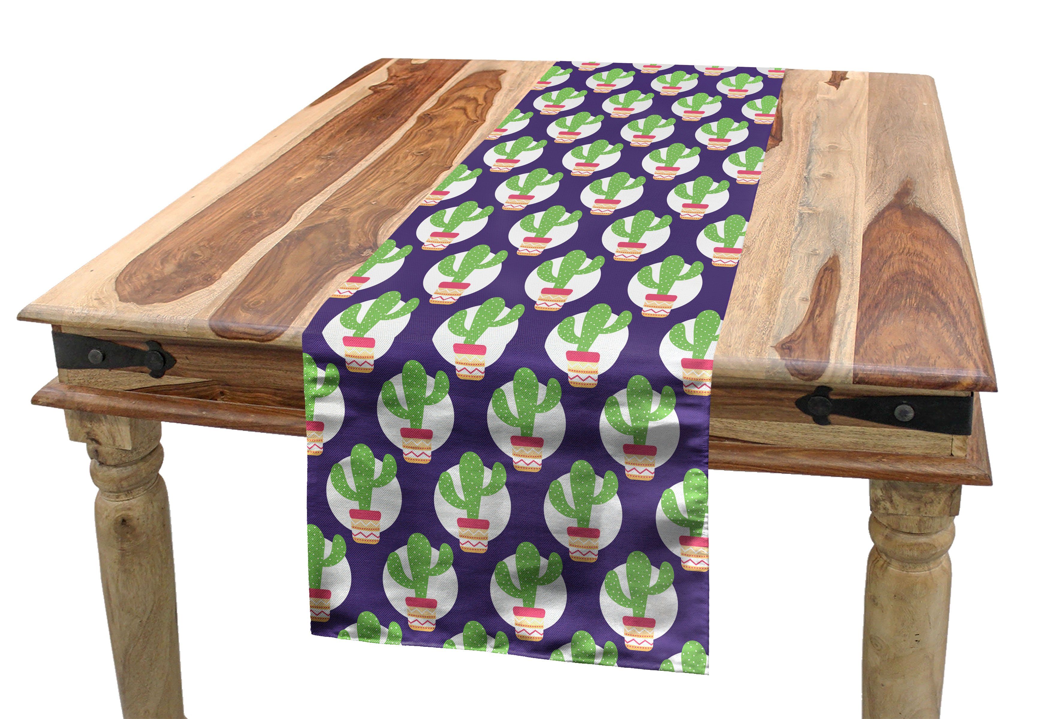 Esszimmer Dekorativer im Abakuhaus Tischläufer, Topf Rechteckiger Spiked Küche Tischläufer Elemente Print Cactus