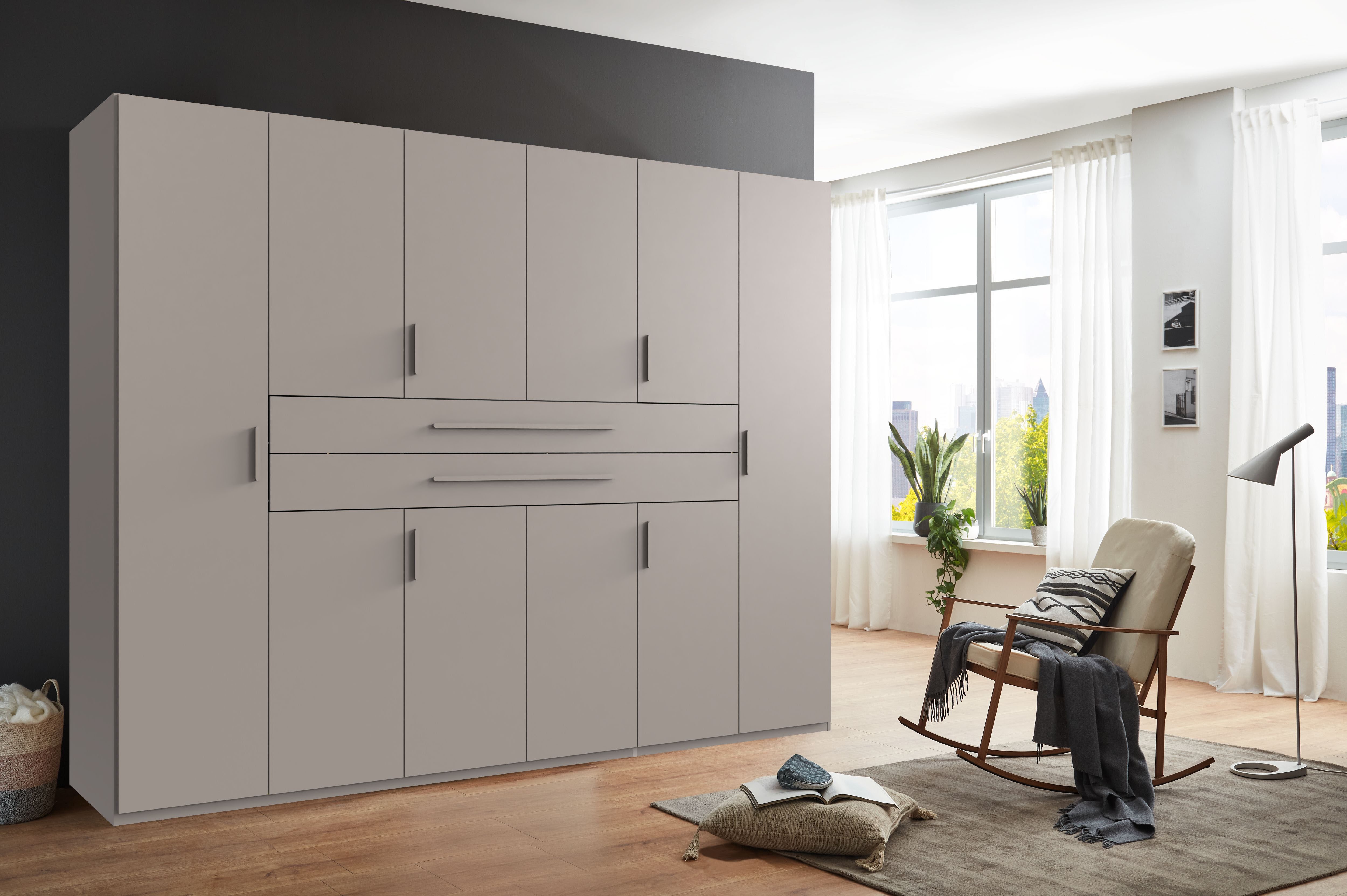 Wimex Drehtürenschrank Digit, erhältlich in den Breiten 180cm, 225cm oder 270cm (Schlafzimmer Schrank Bestseller in moderner Optik) Kleiderschrank inkl. zwei Schubkästen in zentraler Höhe