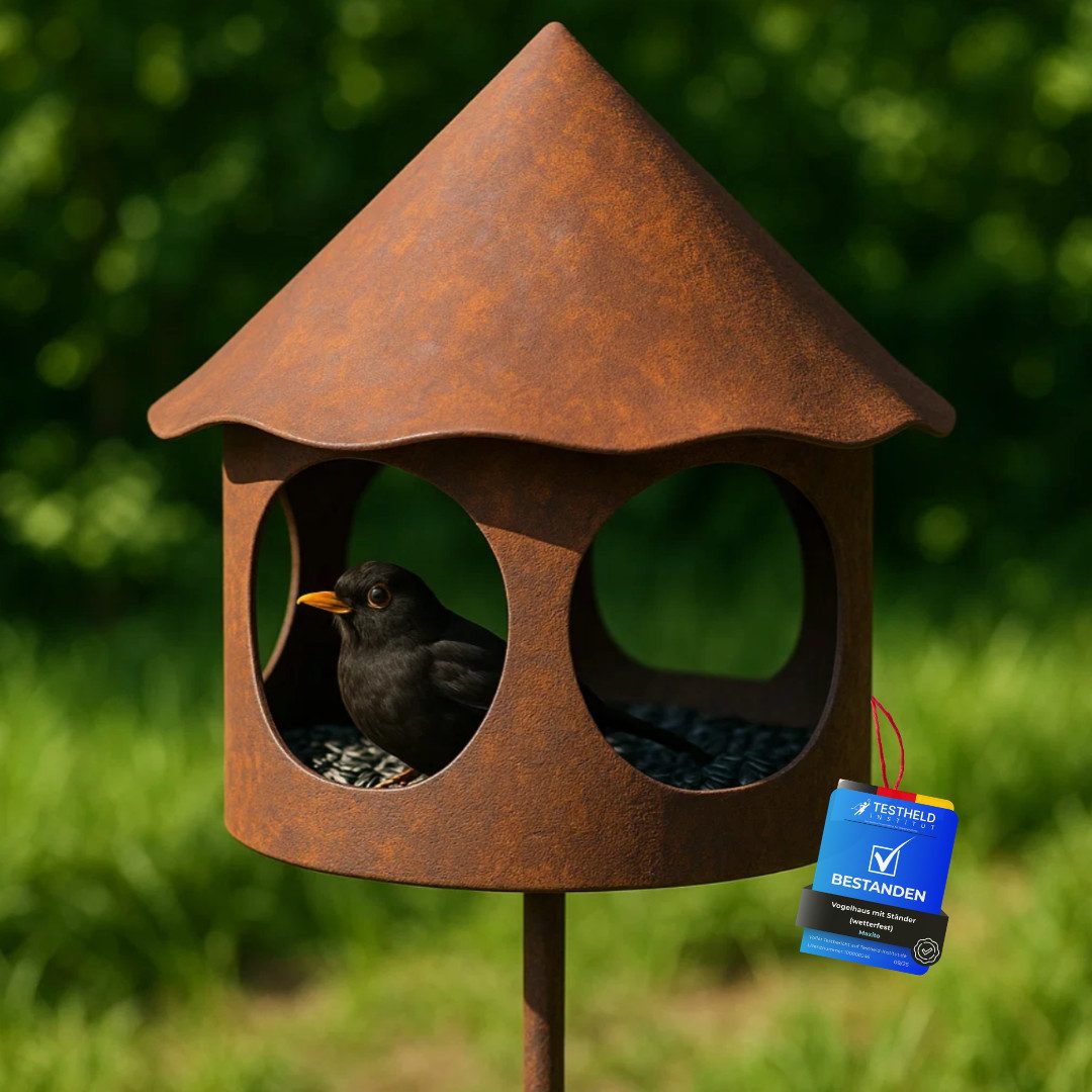 Maxito Vogelhaus Maxito mit Ständer wetterfest aus Metall 158 cm hoch