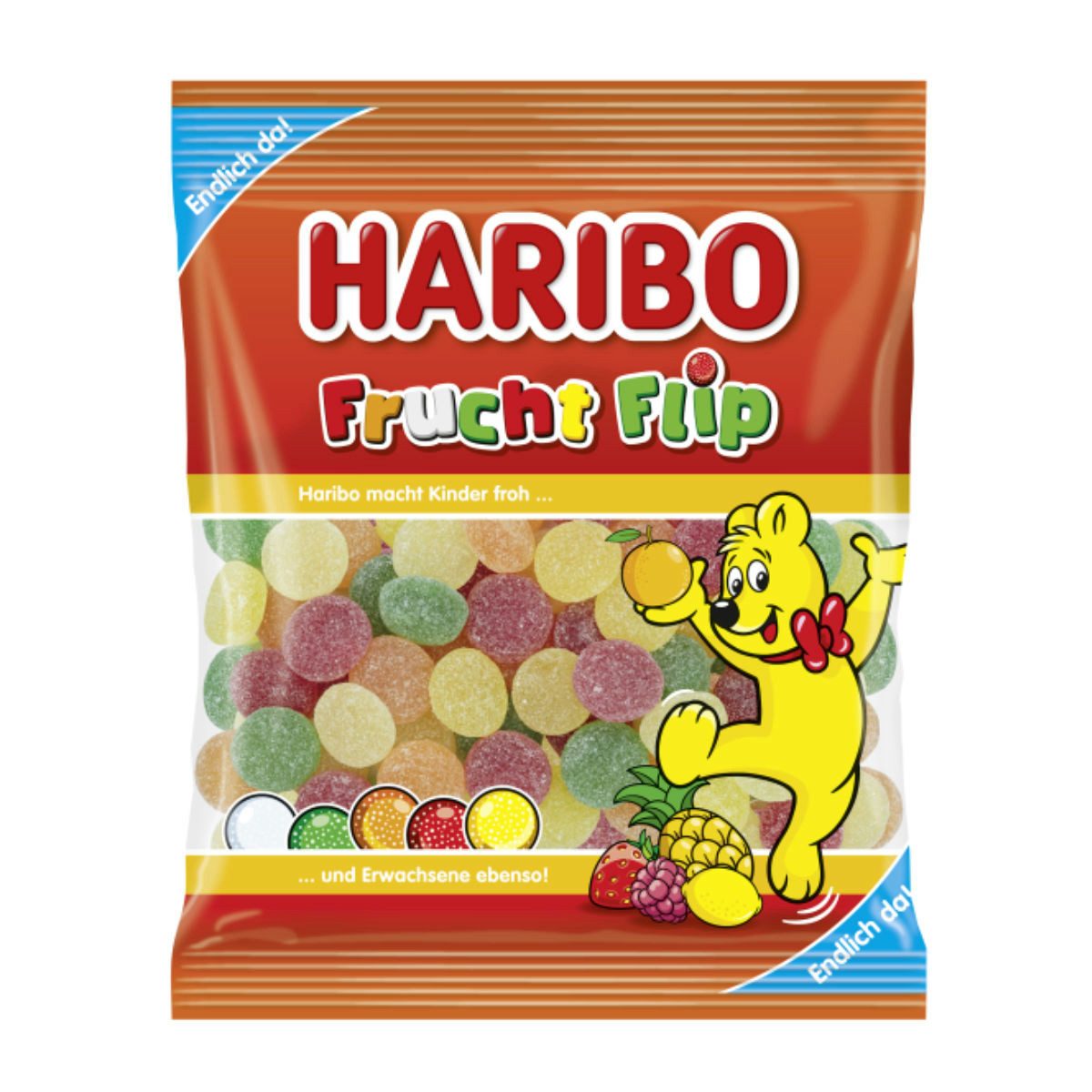 HARIBO Süßigkeit, Haribo Frucht Flip gezuckerte Fruchtgummi Drops 5fach sortiert 160g