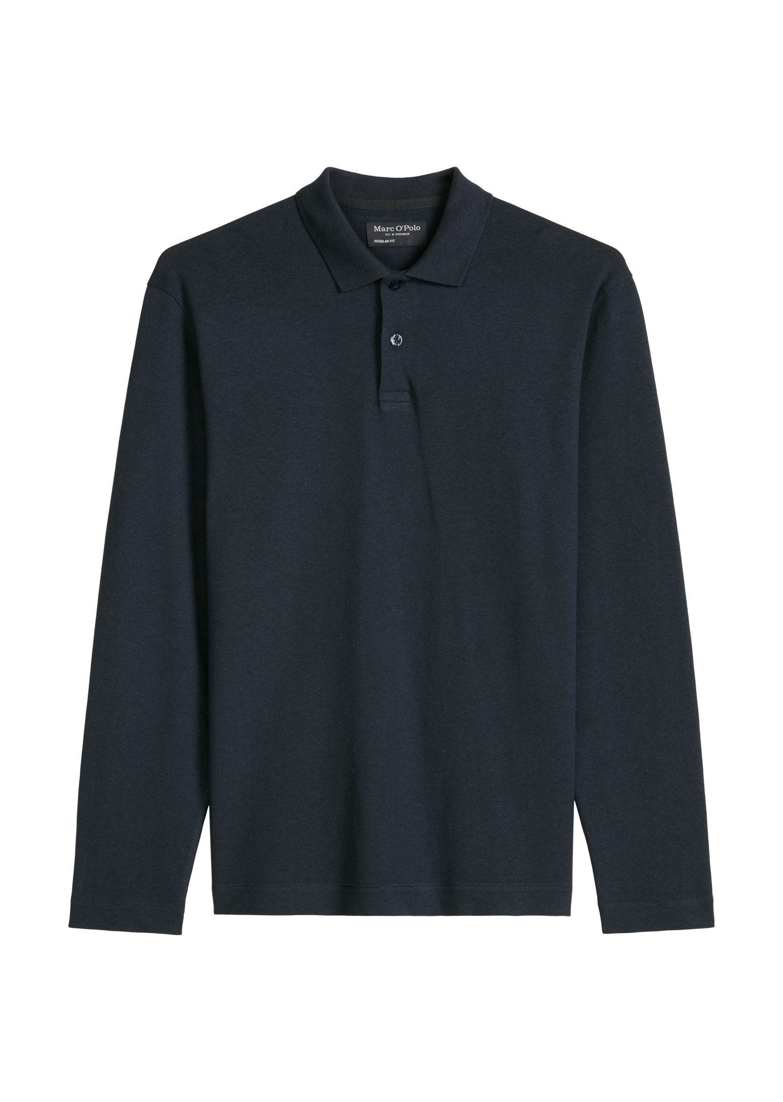 Langarm-Poloshirt aus Baumwoll-Leinen-Mix