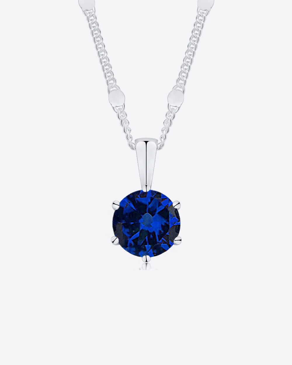 DANIEL CLIFFORD Kette mit Anhänger 'Marianne' Damen Halskette Silber 925 runder Anhänger blauer Kristall (inkl. Verpackung), größenverstellbare Silberkette silberne Plättchen, blauer Kristall