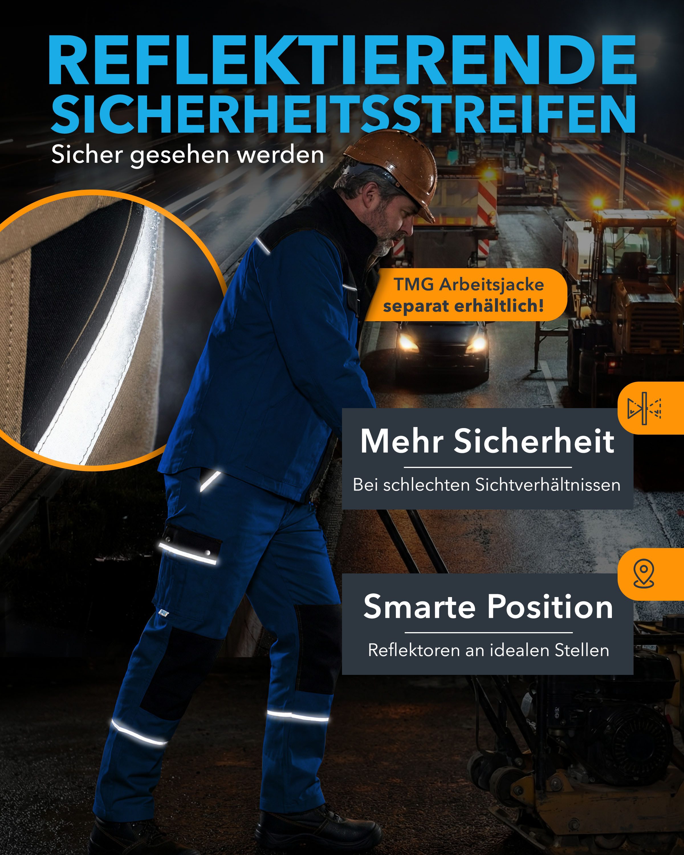 TMG International Arbeitshose Arbeitshose Bundhose Cargohose Style Arbeitshose Herren mit Kniepolstertaschen in Übergrößen erhältlich – Bild 5 von 5