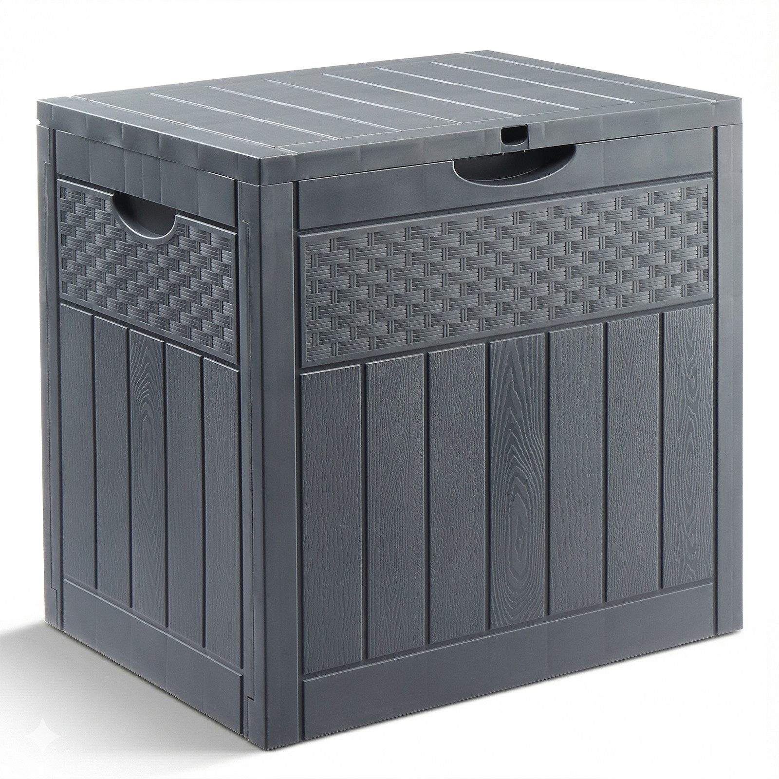 LALAHO Gartenbox Wasserdicht, 126L Kunststoff-Aufbewahrungsbox, für Garten, Terrasse, Balkon, 56x43x53 cm