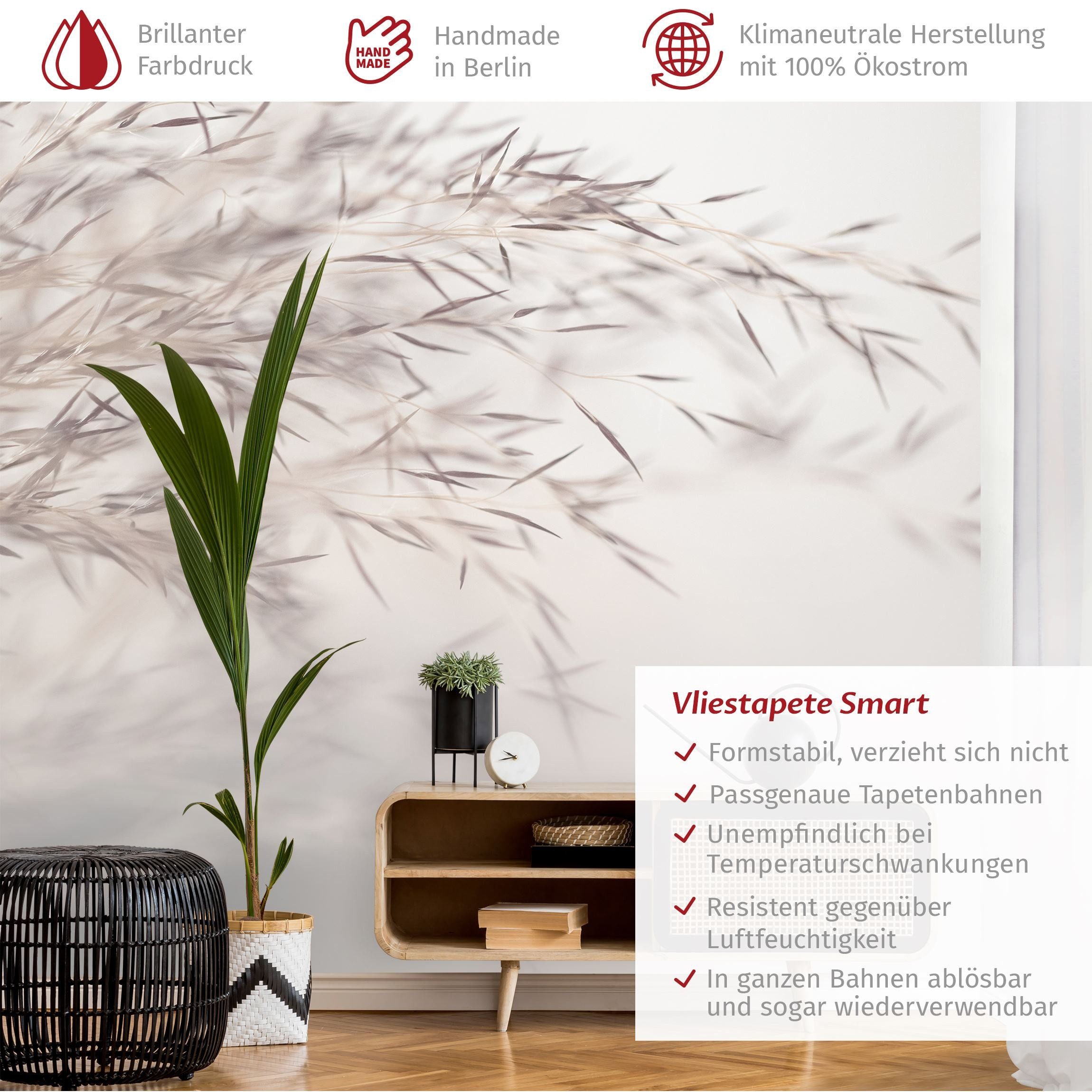 Bilderdepot24 Fototapete Blumen Wiesengras Blumentapete Floral günstig online kaufen