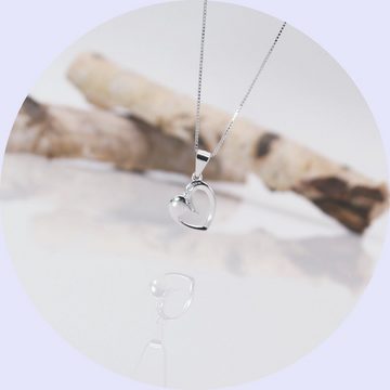 ELLAWIL Herzkette Halskette Silberkette Kette mit Herz Anhänger Zirkonia Mädchen (Kettenlänge 45 cm, Sterling Silber 925), inklusive Geschenkschachtel