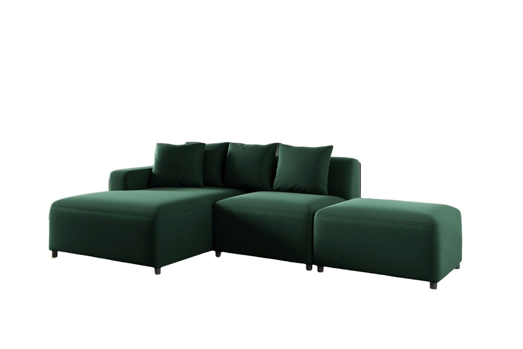 Fun Möbel Ecksofa Designersofa MEGAN XS inkl. Hocker in Stoff Salvador, mit Ottomane links oder rechts, Rundumbezug