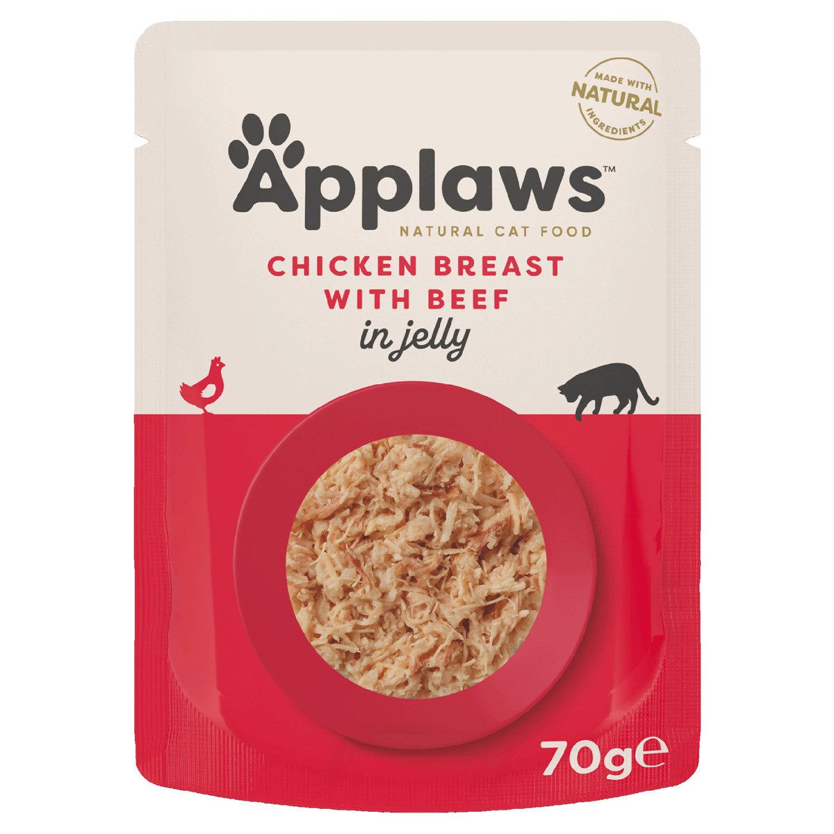 Applaws Pouch Huhn & Rind in Gelee 70 g - 16 Stück, Nassfutter für: Katze
