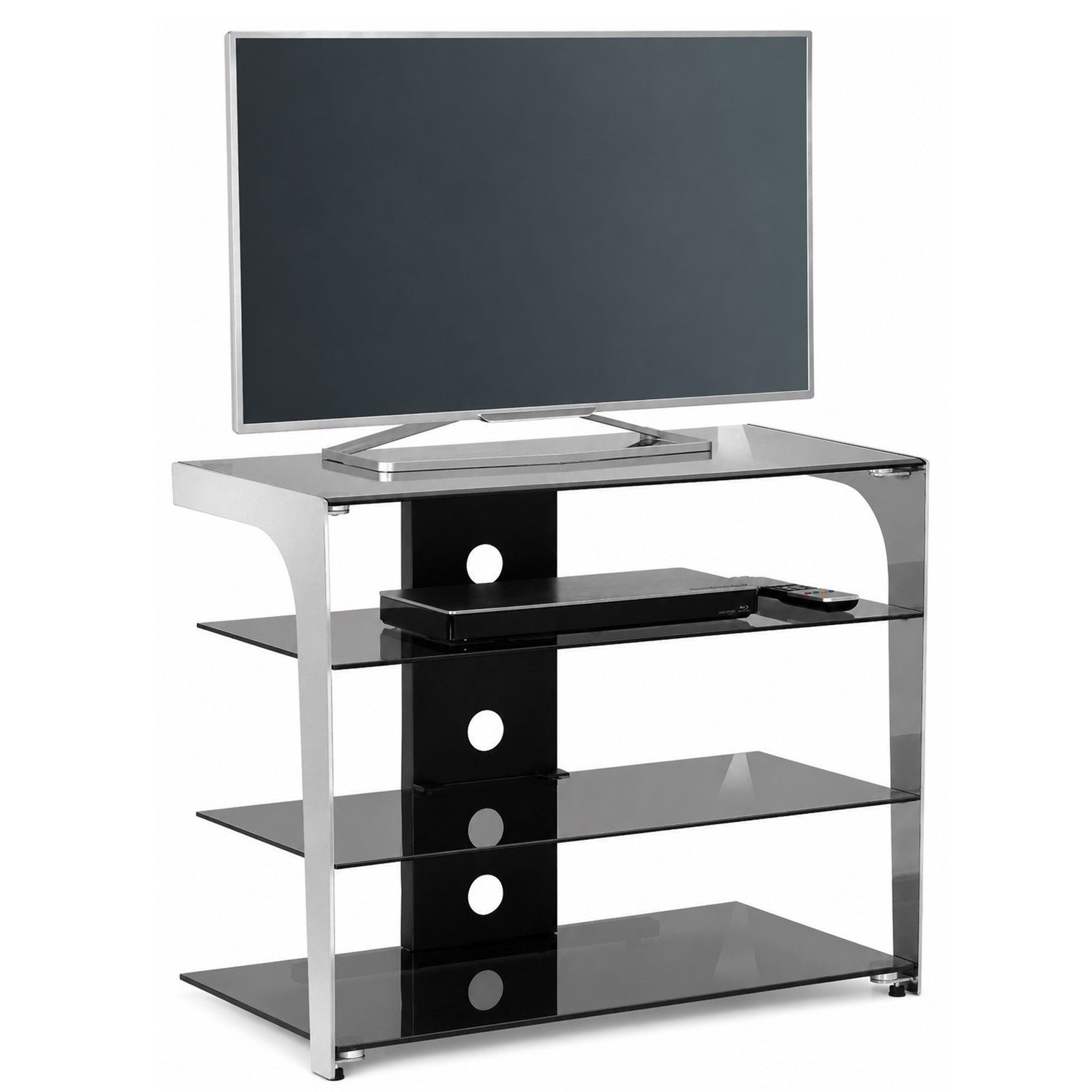 HOOZ TV-Rack TV- & HiFi-Rack Rauchglas Medienrack ESG Kabelmanagement 80x65,8x40cm (Einzelartikel, 1x TV- & HiFi-Rack inklusive Aufbauanleitung), Modernes TV- & HiFi-Rack mit Rauchglas und Kabelmanagement