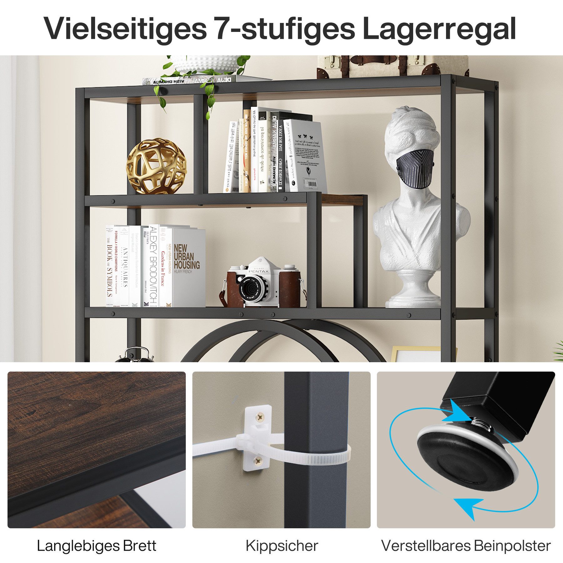 Tribesigns Bücherregal 8-stöckiges Display Stand Lagerregale günstig online kaufen