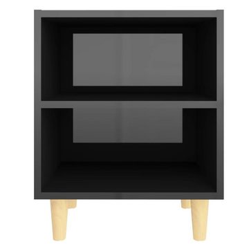 furnicato Nachttisch mit Massivholz-Beinen Hochglanz-Schwarz 40x30x50 cm