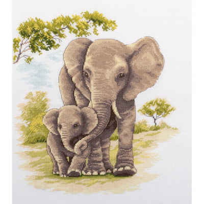 Panna Kreativset Panna Kreuzstich Set "Mutter und Kind, Elefanten", Zählmuster, 25,5x2, (embroidery kit by Marussia)