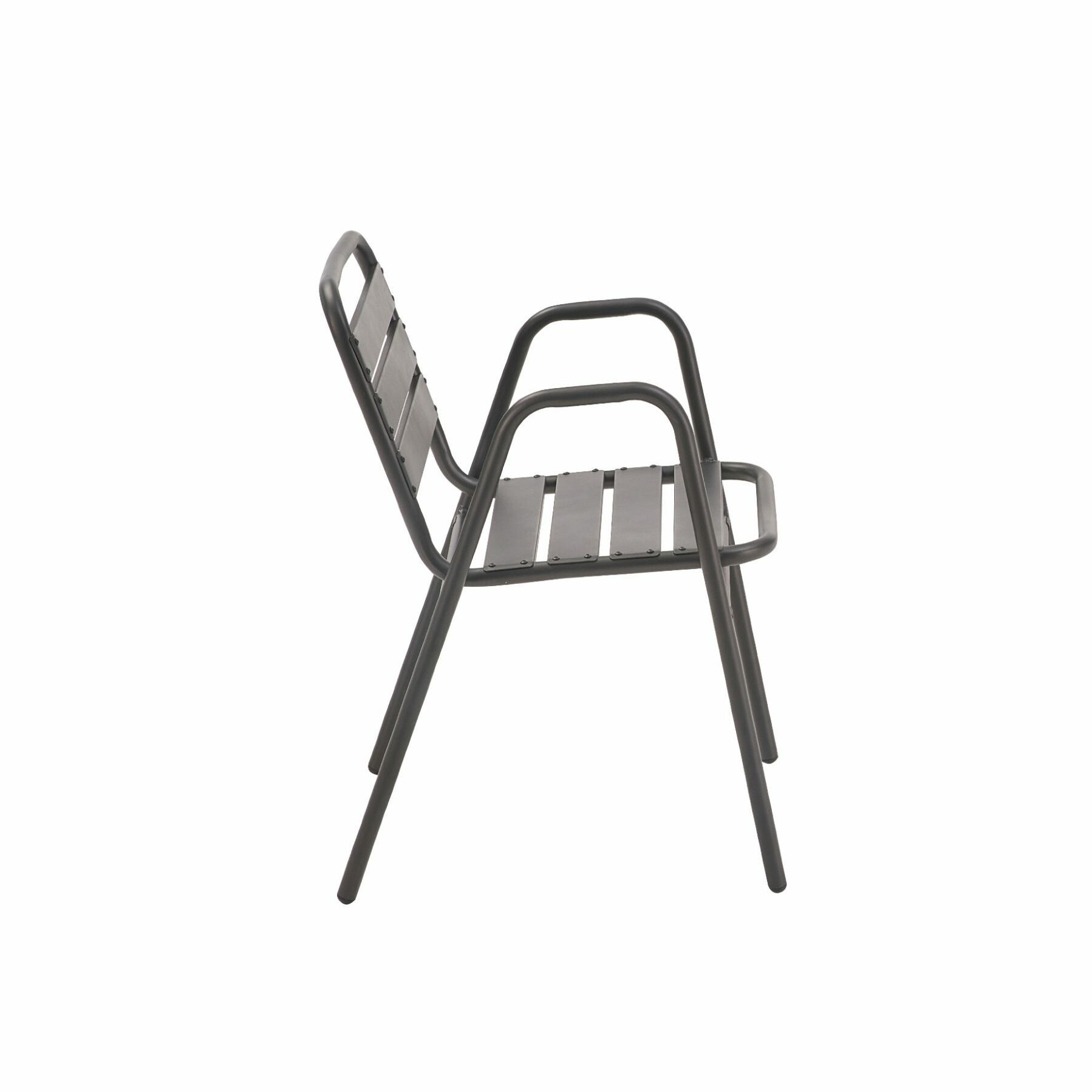 Liadomo Garten-Essgruppe Lesina Bistroset, Balkon-Set, runder Tisch mit 2 Stapelstühlen, (Gartenmöbel-Set, 3-tlg., Bistrotisch Ø 80 cm), Aluminium anthrazit