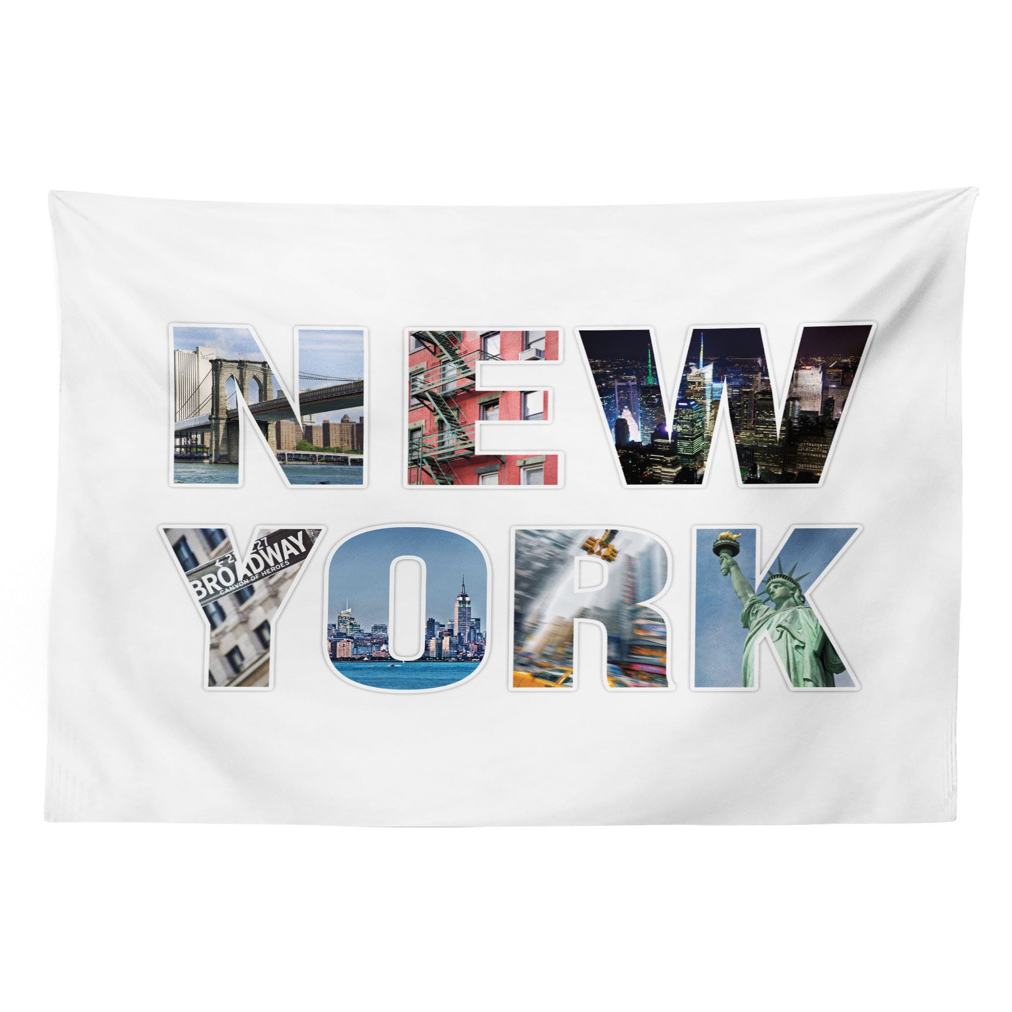 Abakuhaus Wandteppich Wohnzimmer Schlafzimmer Wandtuch Seidiges Satin Wandteppich, rechteckig, New York NY Stadt Sehenswürdigkeiten Letters