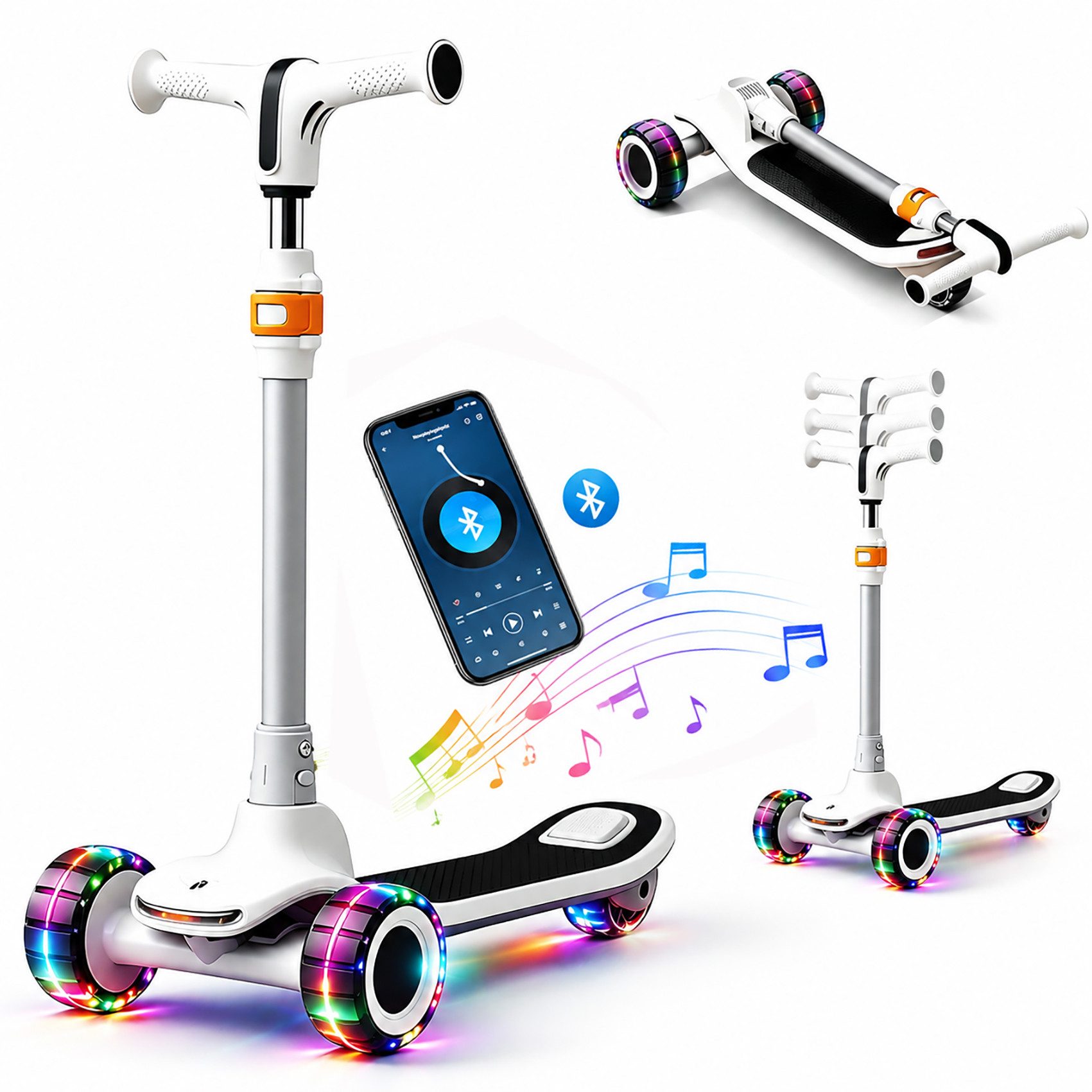 OYLCDI Cityroller Scooter Kinderroller Tretroller Kinderroller Dreiradscooter LED-Räder, bis 70 kg,roller kinder,kinder roller,Höhenverstellbar,Hinterradbremse