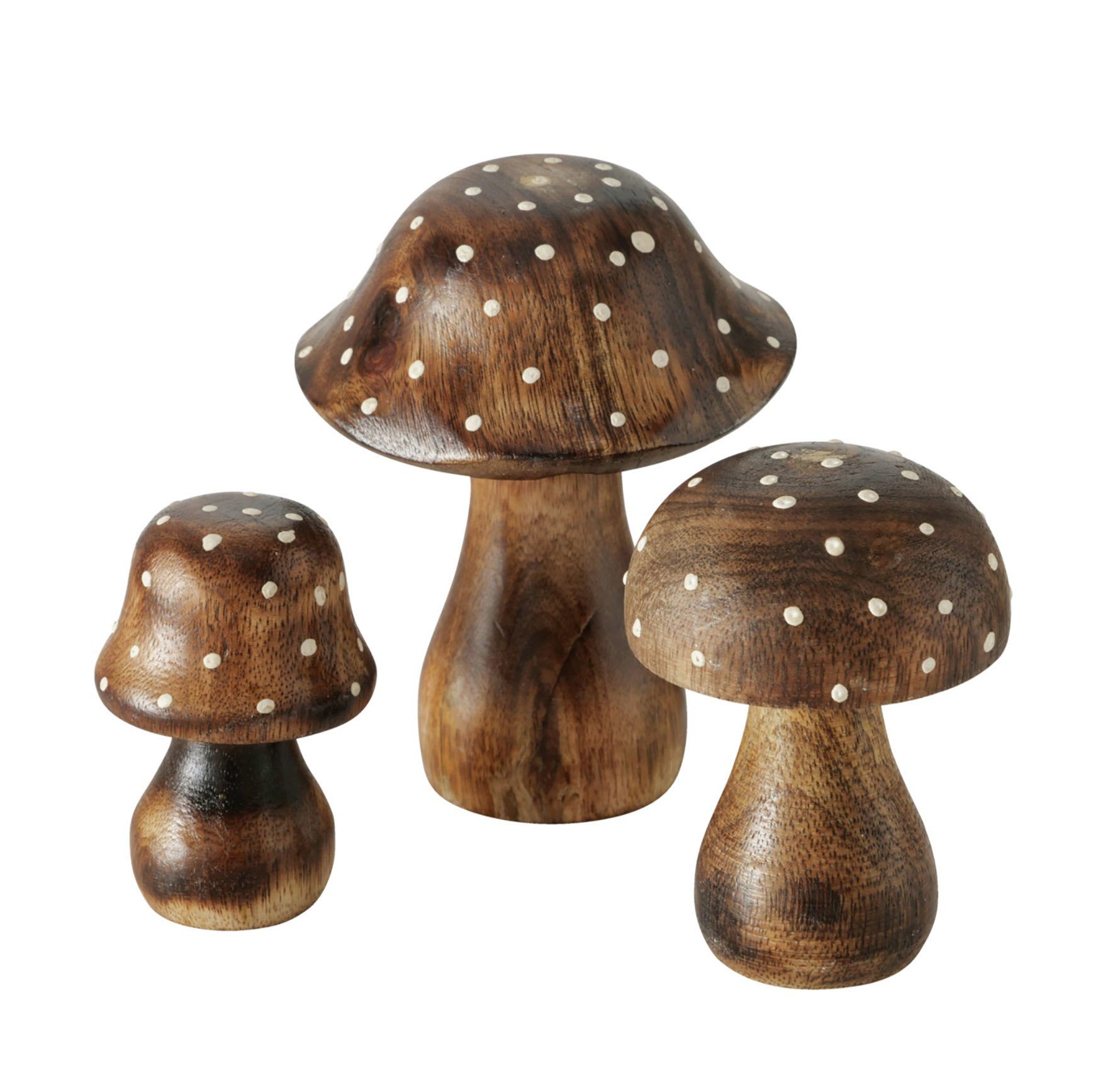 Spetebo Dekofigur Mangoholz Deko Pilze 3er Set - 10 / 8 / 7 cm (3 St), Holz günstig online kaufen