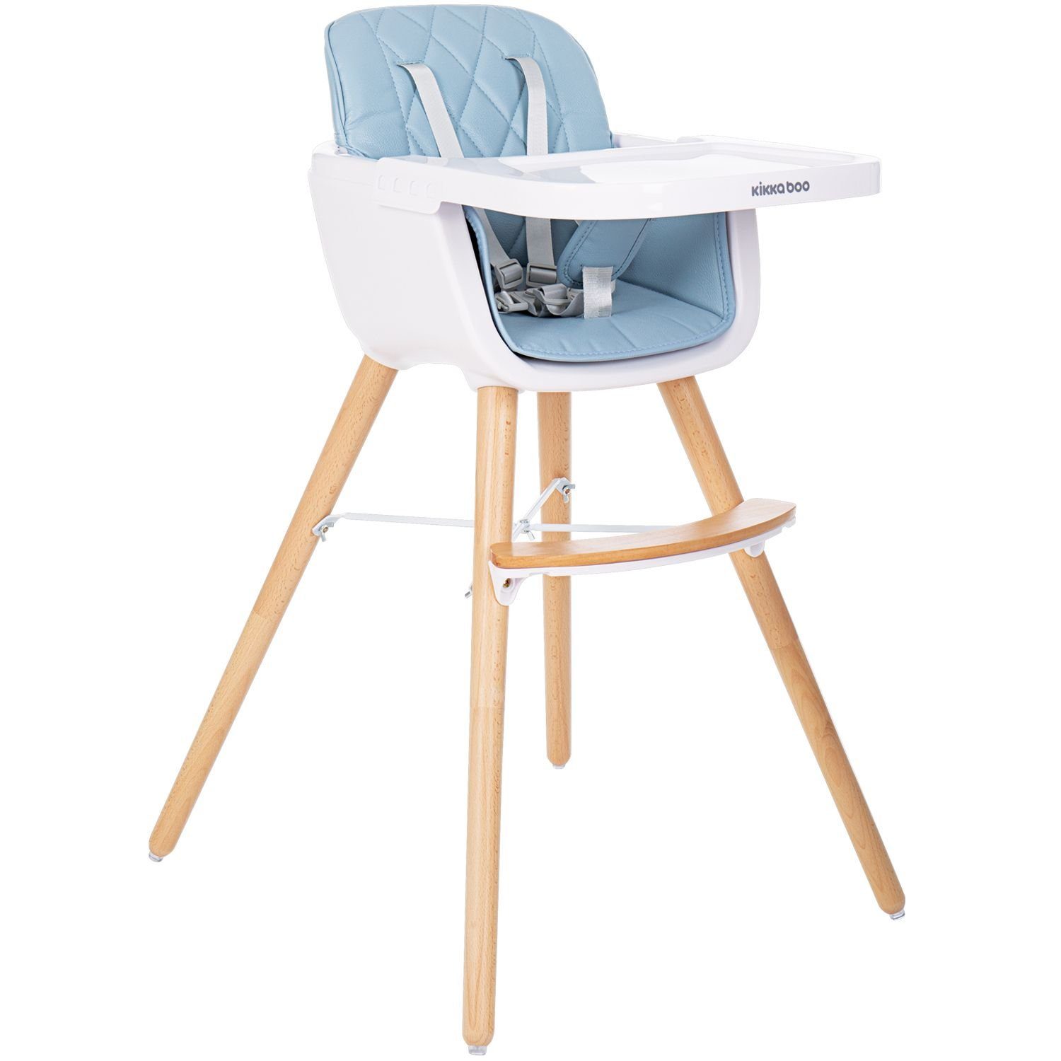Kinderstuhl, blau Kikkaboo in Gurt Woody, 2 1 Hochstuhl Tisch verstellbar, Hochstuhl