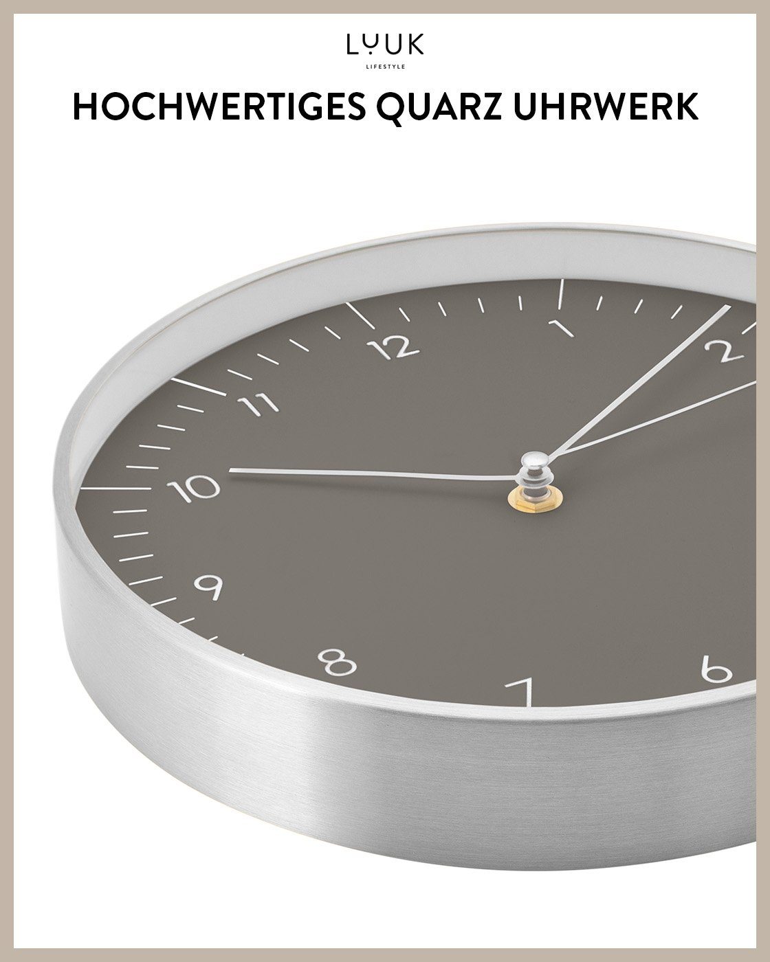 LUUK LIFESTYLE Wanduhr Helsinki (lautlos, ohne Ticken, großes Ziffernblatt, verschied. Größen)