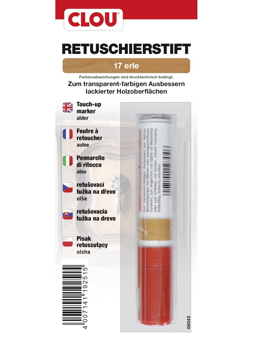 Holzlack Clou Retuschierstift erle