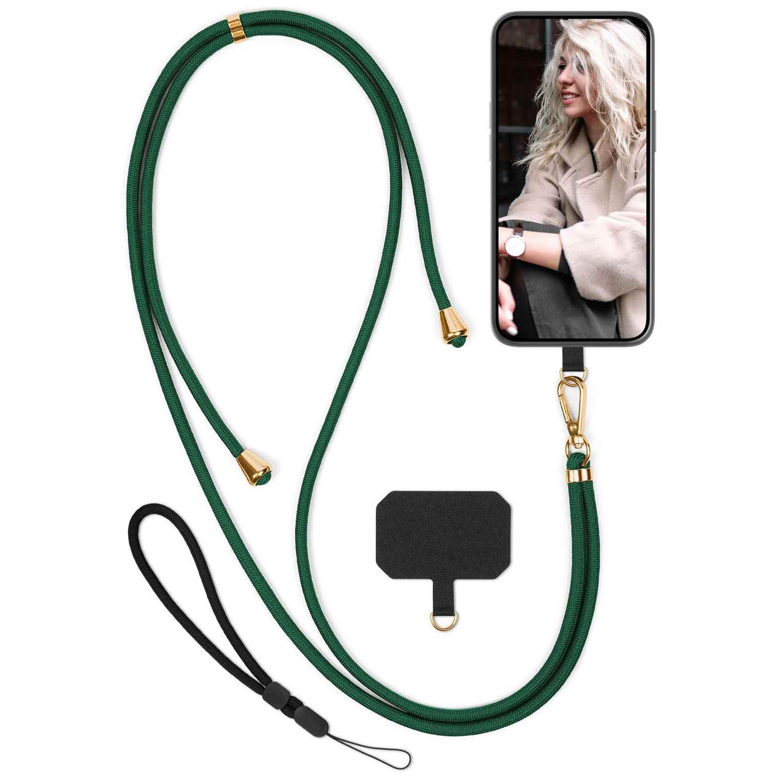 moex Handykette für CAT S75 Handyband ohne Hülle Unleash Grün 6,6 Zoll, Umhängeband mit Karabiner Handy Kette zum Umhängen Band abnehmbar