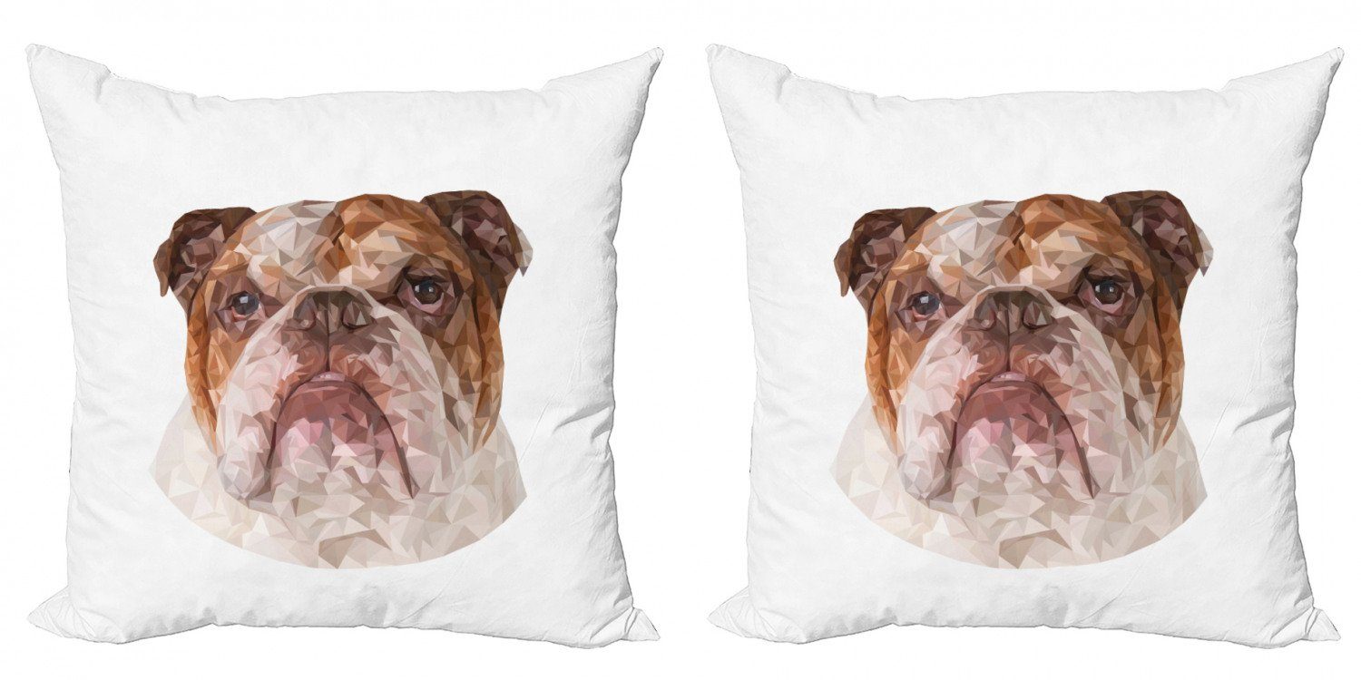 Kissenbezüge Modern Accent Doppelseitiger Digitaldruck, Abakuhaus (2 Stück), Englische Bulldogge Polygon-Hund
