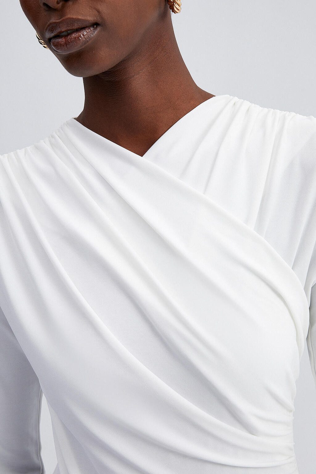 touche prive Langarmbody Drapierter Body für Damen, Polyester, Lycra, eleganter und dehnbarer E