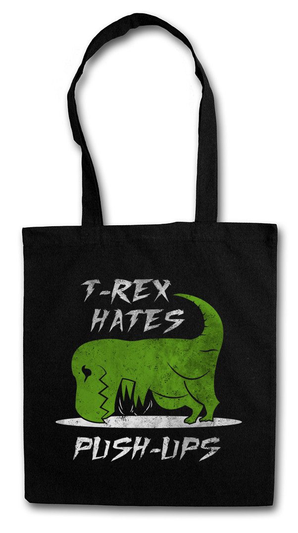 Beuteltasche T-Rex Hates Push-Up Stofftasche Tyrannosaurus Rex T-Rex Dinosaurier