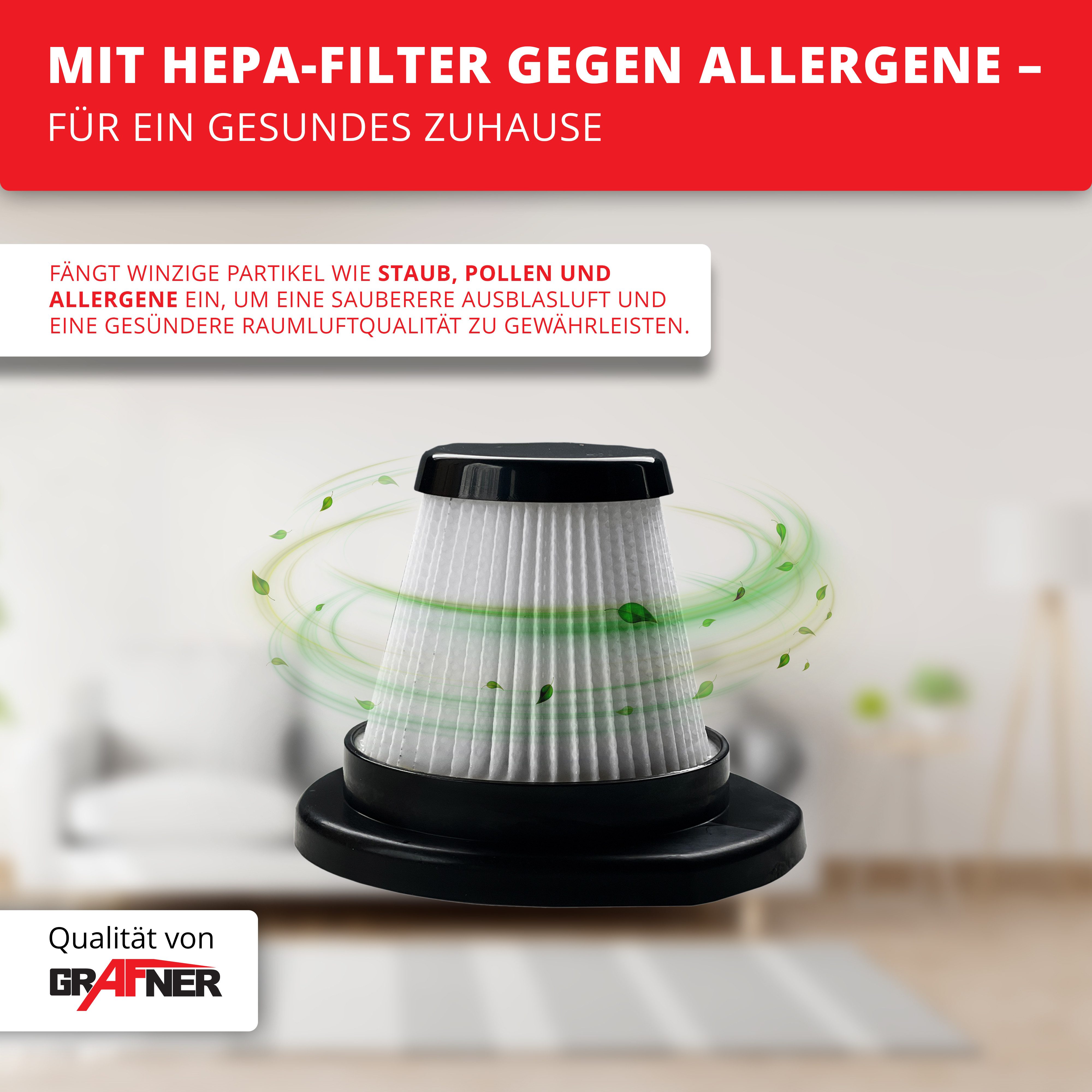 Grafner Stielstaubsauger Staubsauger Stielsauger 2in1 mit Hepa-Filter Handstaubsauger PS11101, 600,00 W, beutellos, 2in1-Funktion