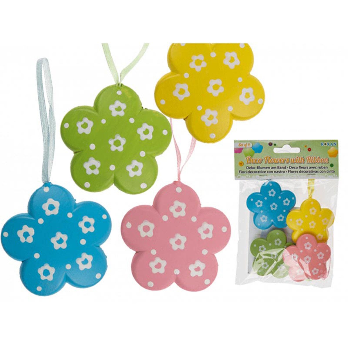 Hängedekoration Geschenkanhänger Blumen ca. 6cm 4er Set