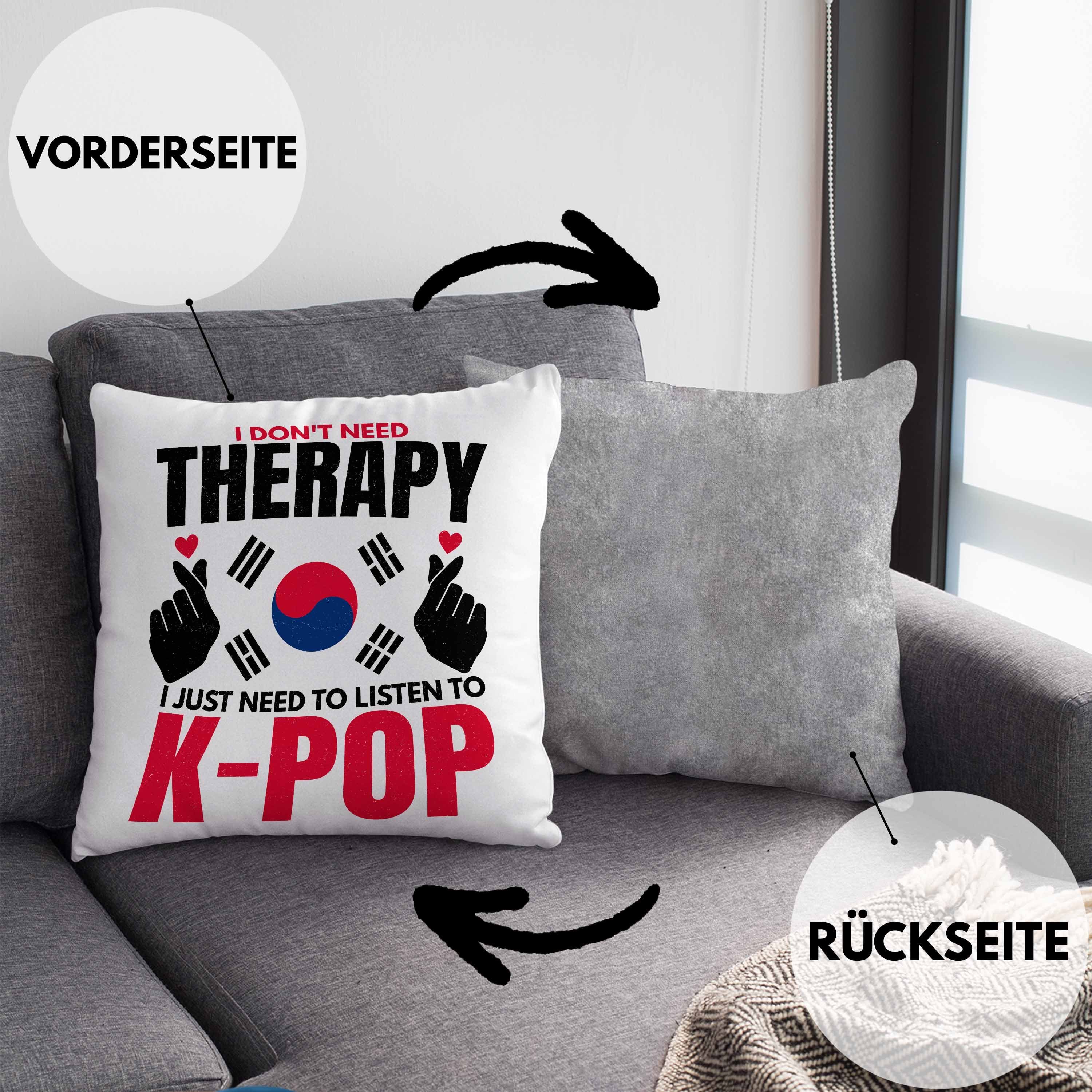 K-Pop Geschenk Kissen Spruch Dekokissen Trendation Geschenkidee Koreal Füllung - Kpop Grau 40x40 Südkorea Trendation Style Dekokissen mit