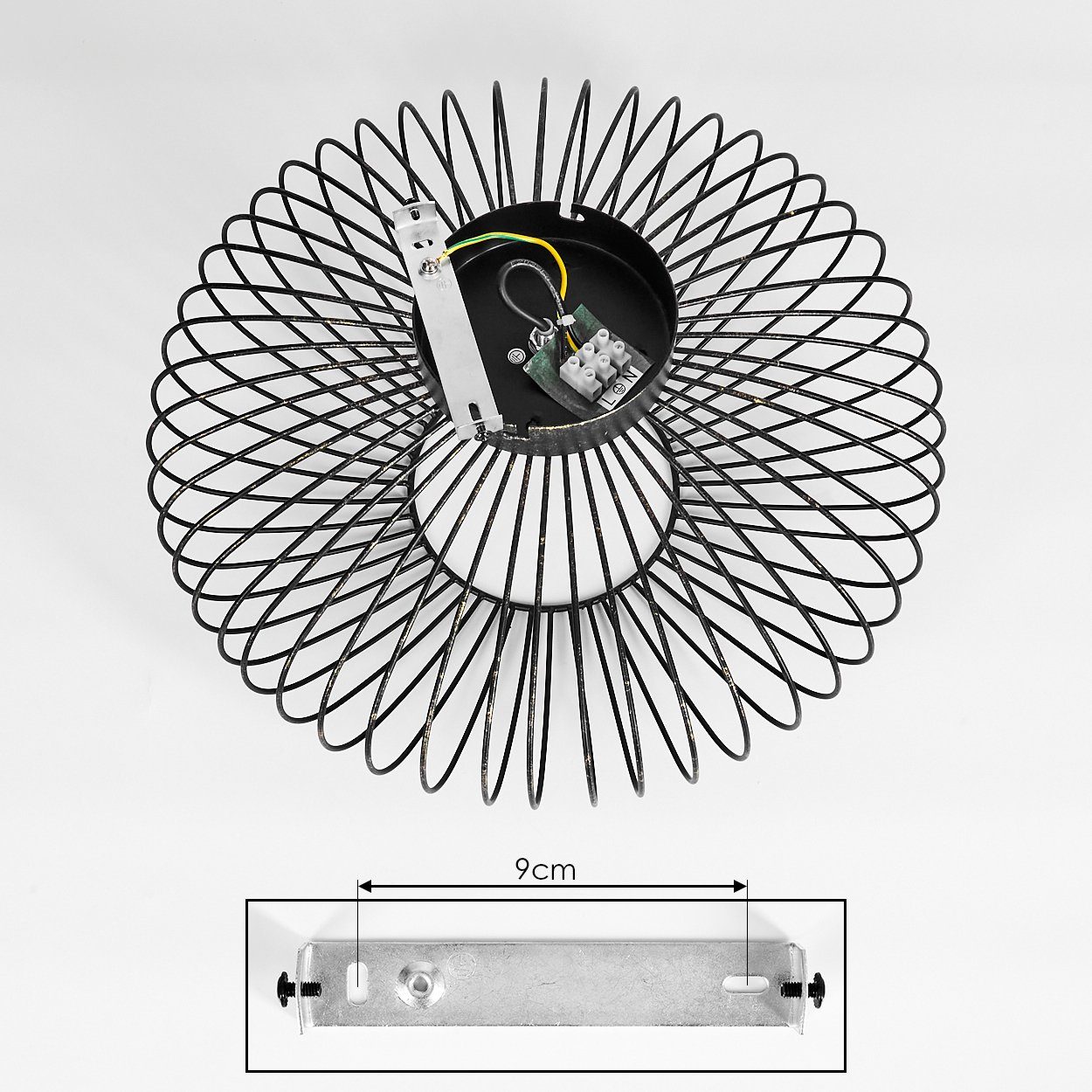 hofstein Deckenleuchte »Pieris« moderne Deckenlampe aus Metall in Schwarz/Gold, ohne Leuchtmittel, 1xE27, im Retro/Vintage Design m. Gitter, mit Lichteffekt an der Decke