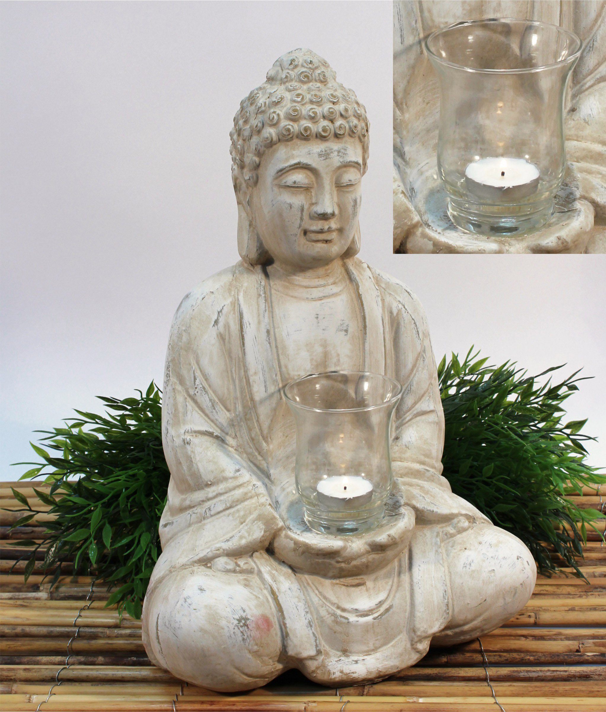 NOOR LIVING Teelichthalter Buddha (1 Teelichtglas, 40 mit Höhe cm St)