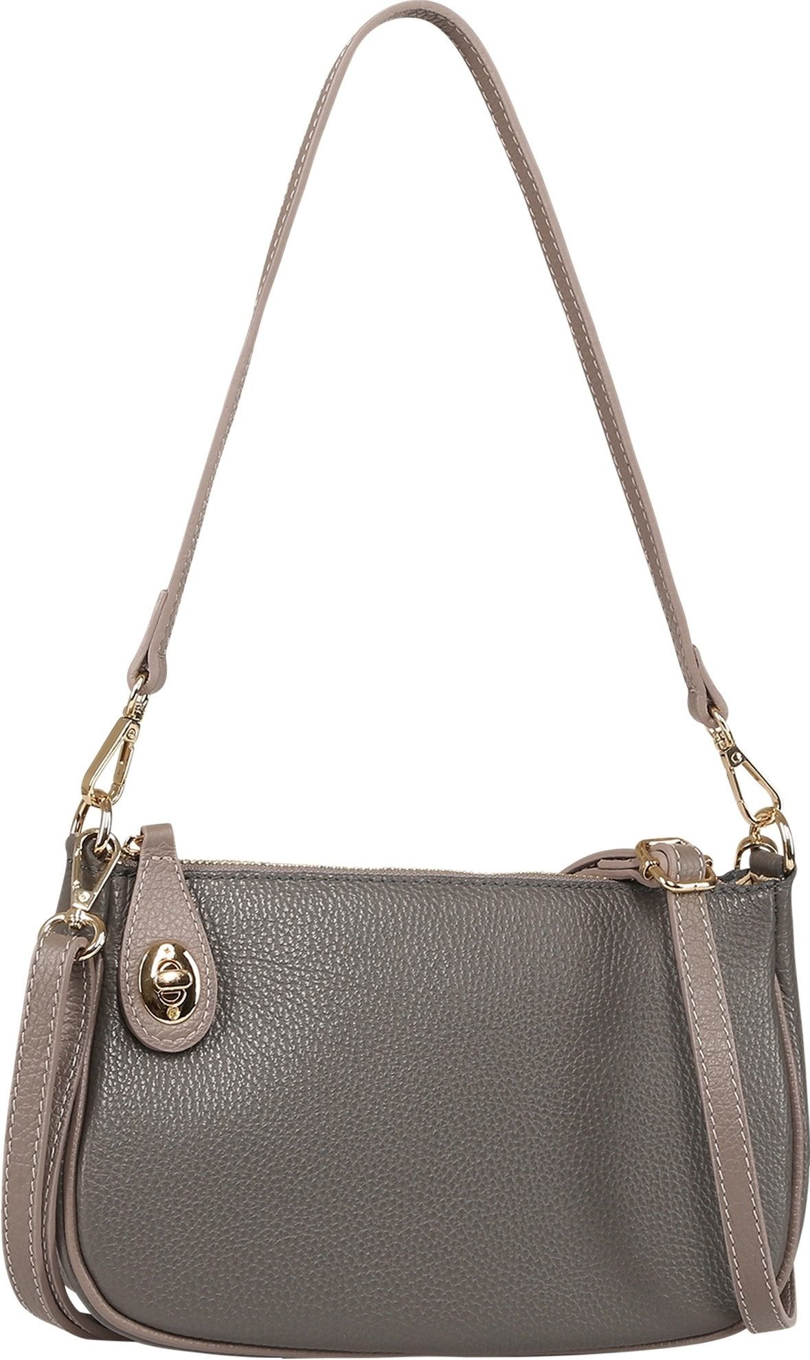 Toscanto Schultertasche Toscanto Damen Schultertasche Leder (Schultertasche), Damen Schultertasche Leder, grau ca. 27cm x ca. 7cm