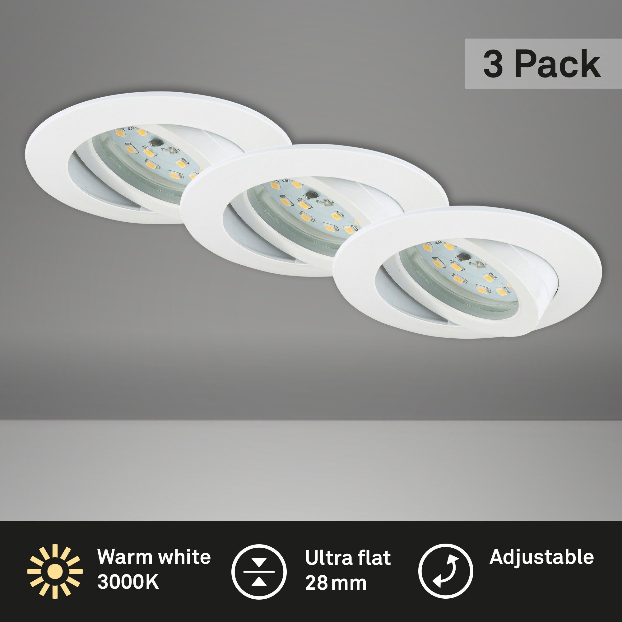 Briloner Ø 8,2 SET Warmweiß, LED Einbauleuchte 7209-036, IP23 schwenkbar fest Leuchten H verbaut, Einbauleuchte x LED 2,8cm